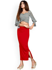 Women's Red Cotton Lycra High Rise Saree Shapewear-32-CO-RED
