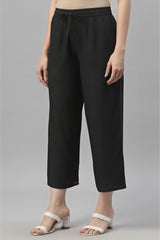 Women's Black Rayon Straight Solid Pant/Slim Pant-3255BLACK