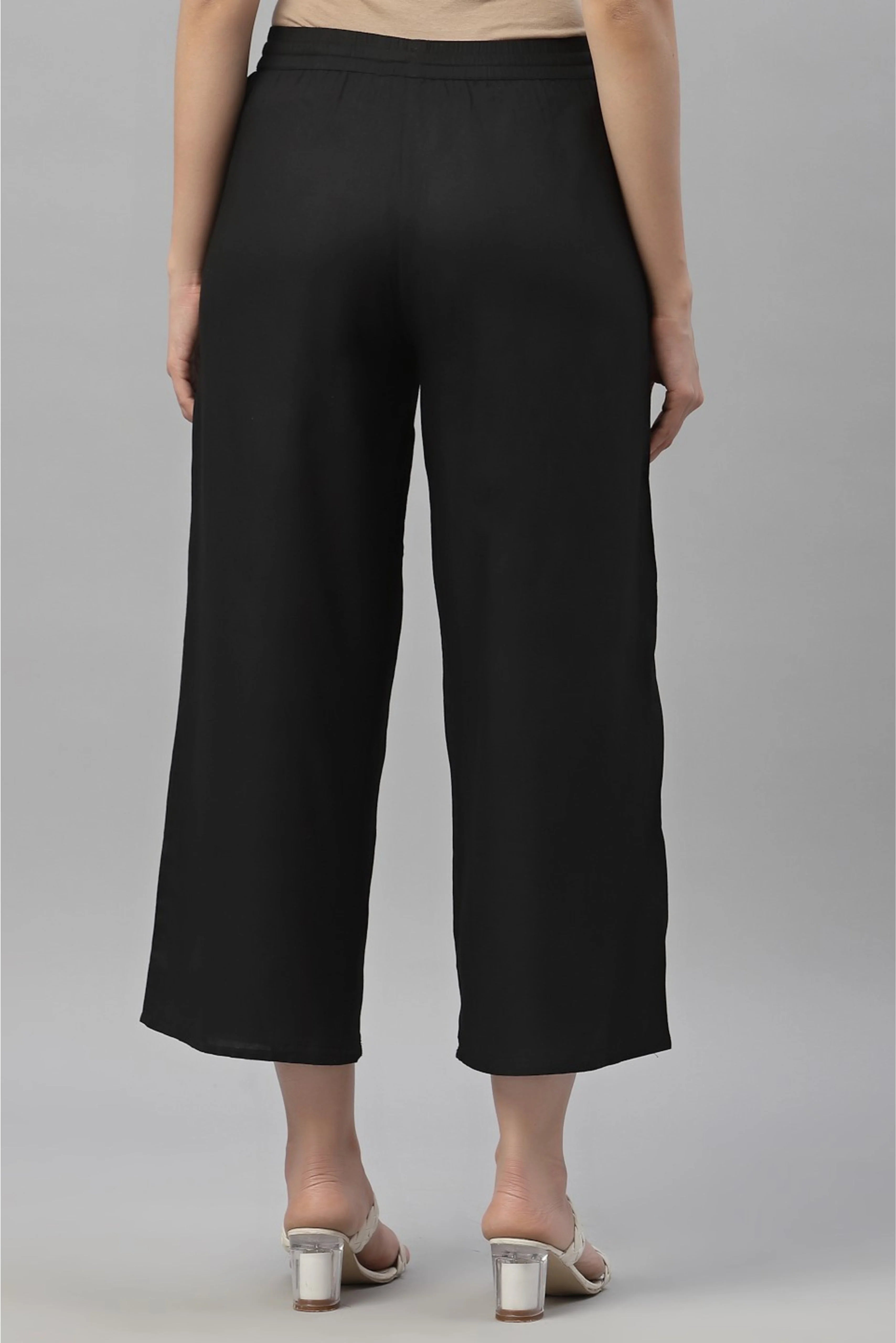 Black Rayon Slim Pant: Comfortable Ethnic Pants for Women