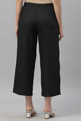 Women's Black Rayon Straight Solid Pant/Slim Pant-3255BLACK