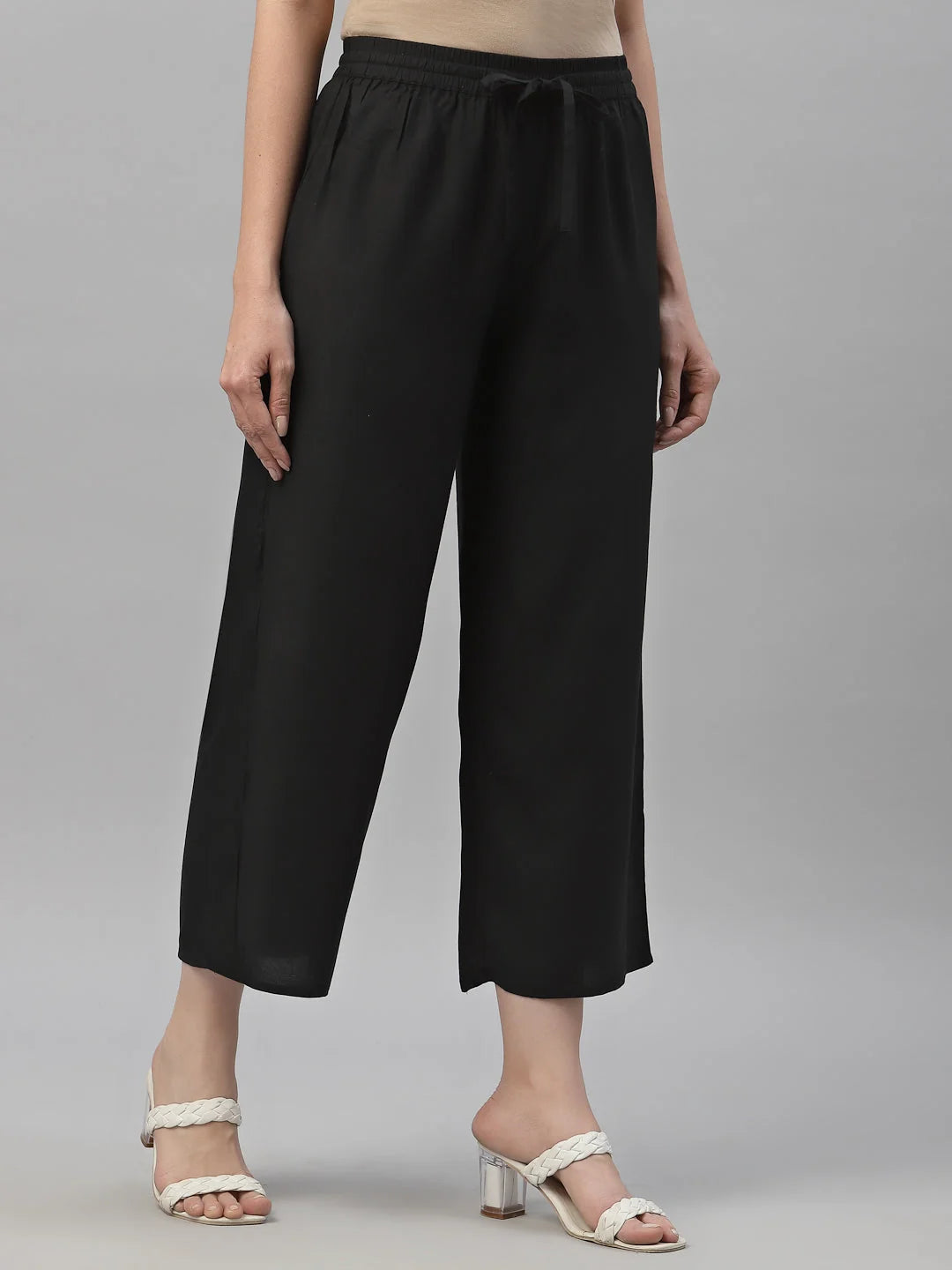 Black Rayon Slim Pant: Comfortable Ethnic Pants for Women