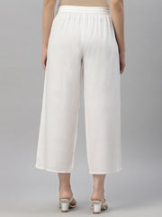 Juniper Women's White LIVA Rayon Straight Solid Palazzo