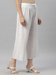 Juniper Women's White LIVA Rayon Straight Solid Palazzo