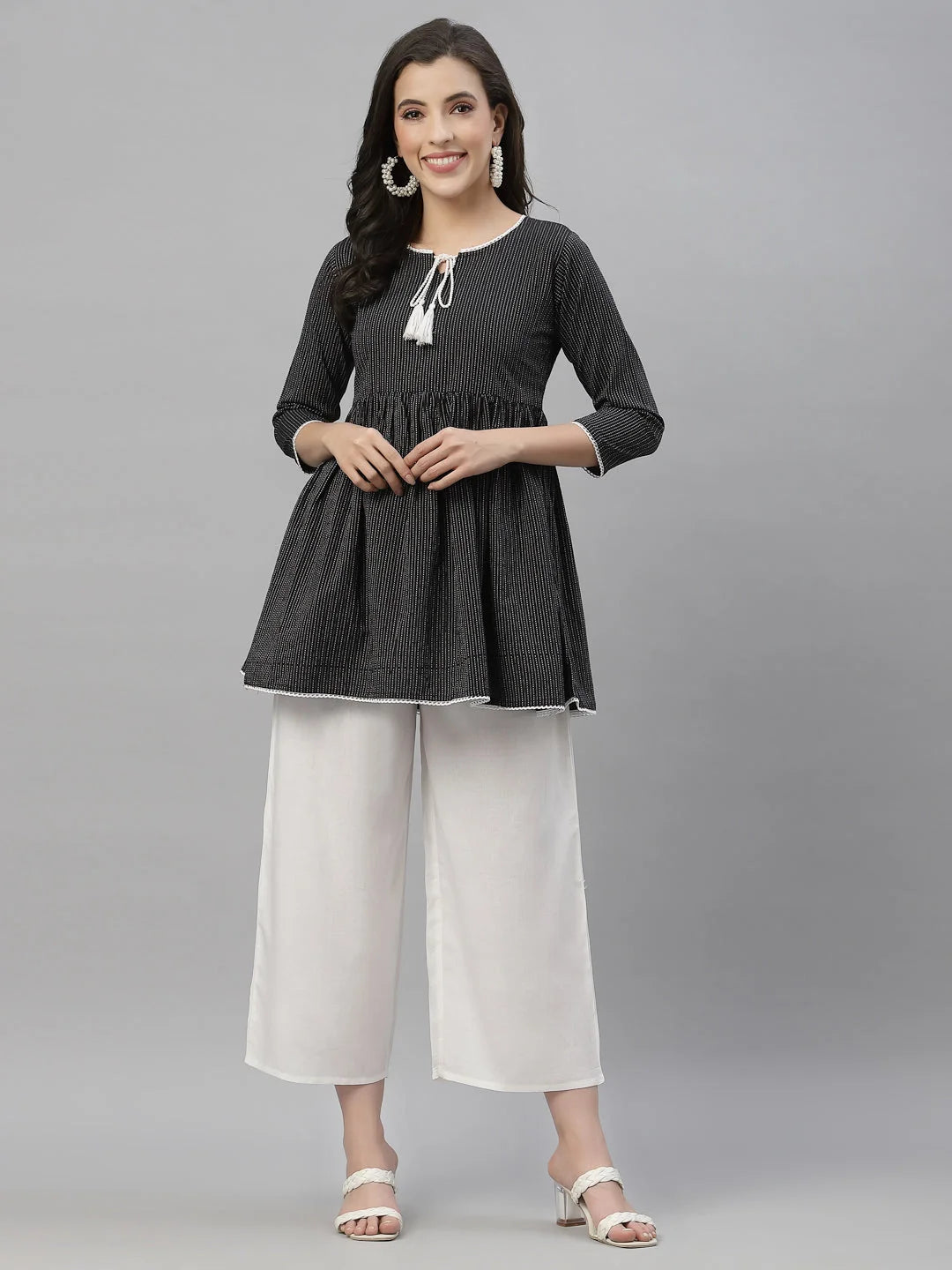 White Rayon Palazzo Pants - Women's Casual Ethnic Pants