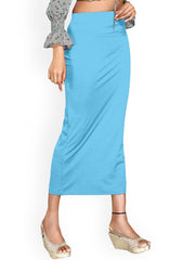 Women's Light Blue Cotton Lycra High Rise Saree Shapewear-33-CO-LIGHT BLUE