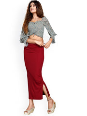 Women's Maroon Cotton Lycra High Rise Saree Shapewear-34-CO-MAROON