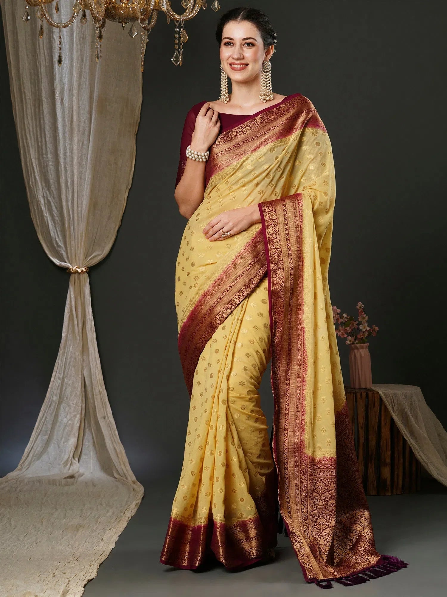 Cream Designer Saree | Indian Sarees Online