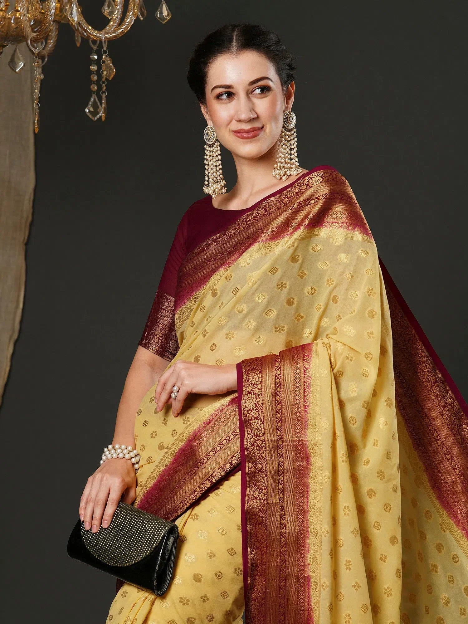 Cream Designer Saree | Indian Sarees Online
