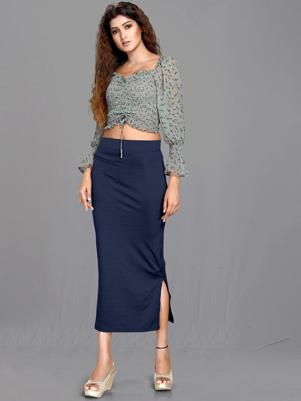 Navy Blue Cotton Lycra High Rise Saree Shapewear