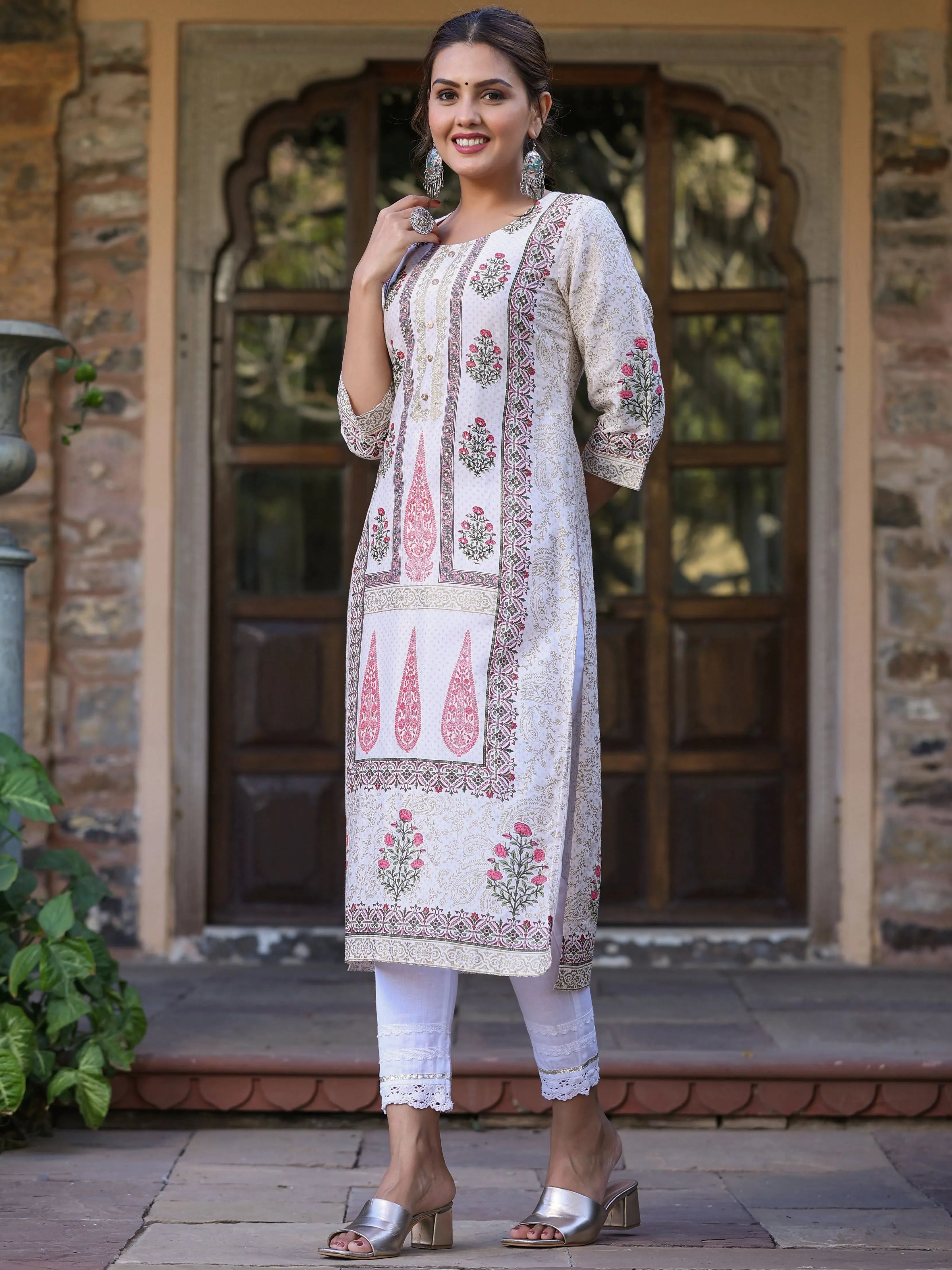 Blue Embroidered Kurta for Ladies | Cotton Indian Kurta