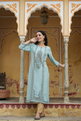 Women's Sage green Rayon Printed Straight Kurta