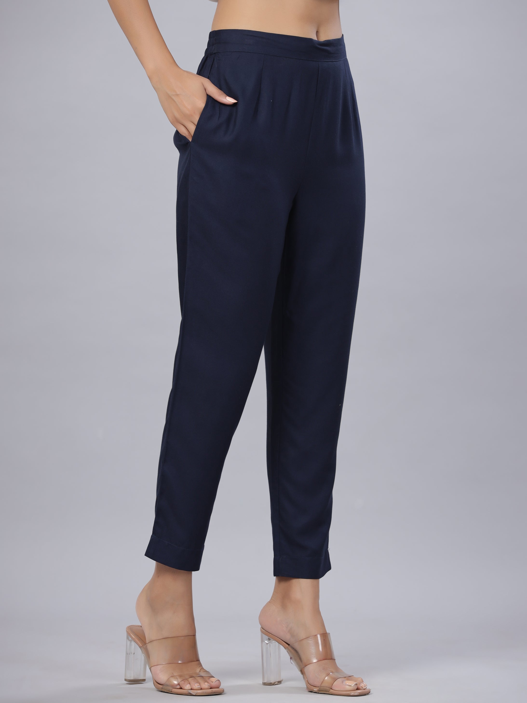 Buy Beige Cotton Solid Straight Pant Online in India