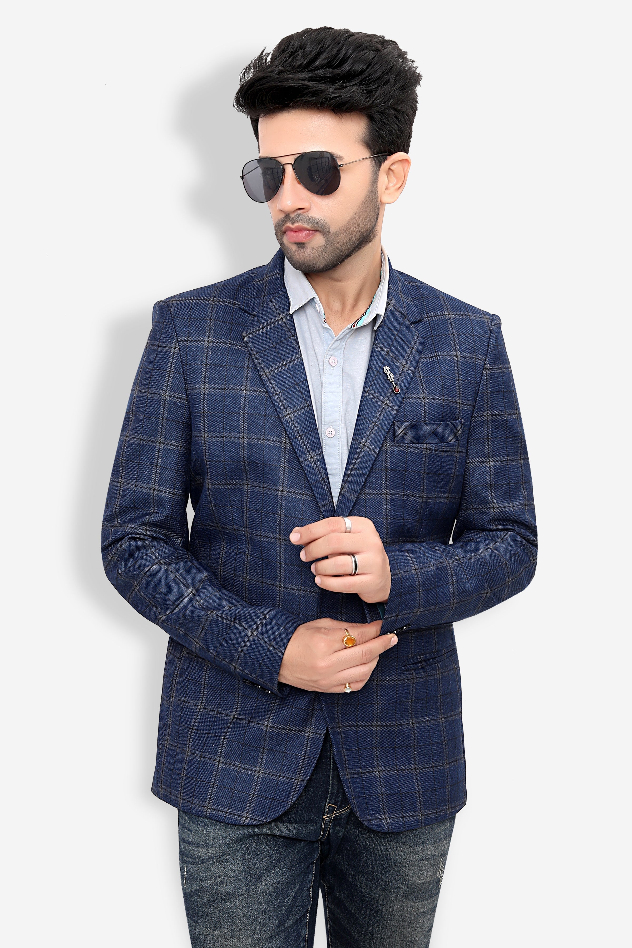 Cotton Blazer for Men - Multicolor | BLDU30008B | DesiQlo