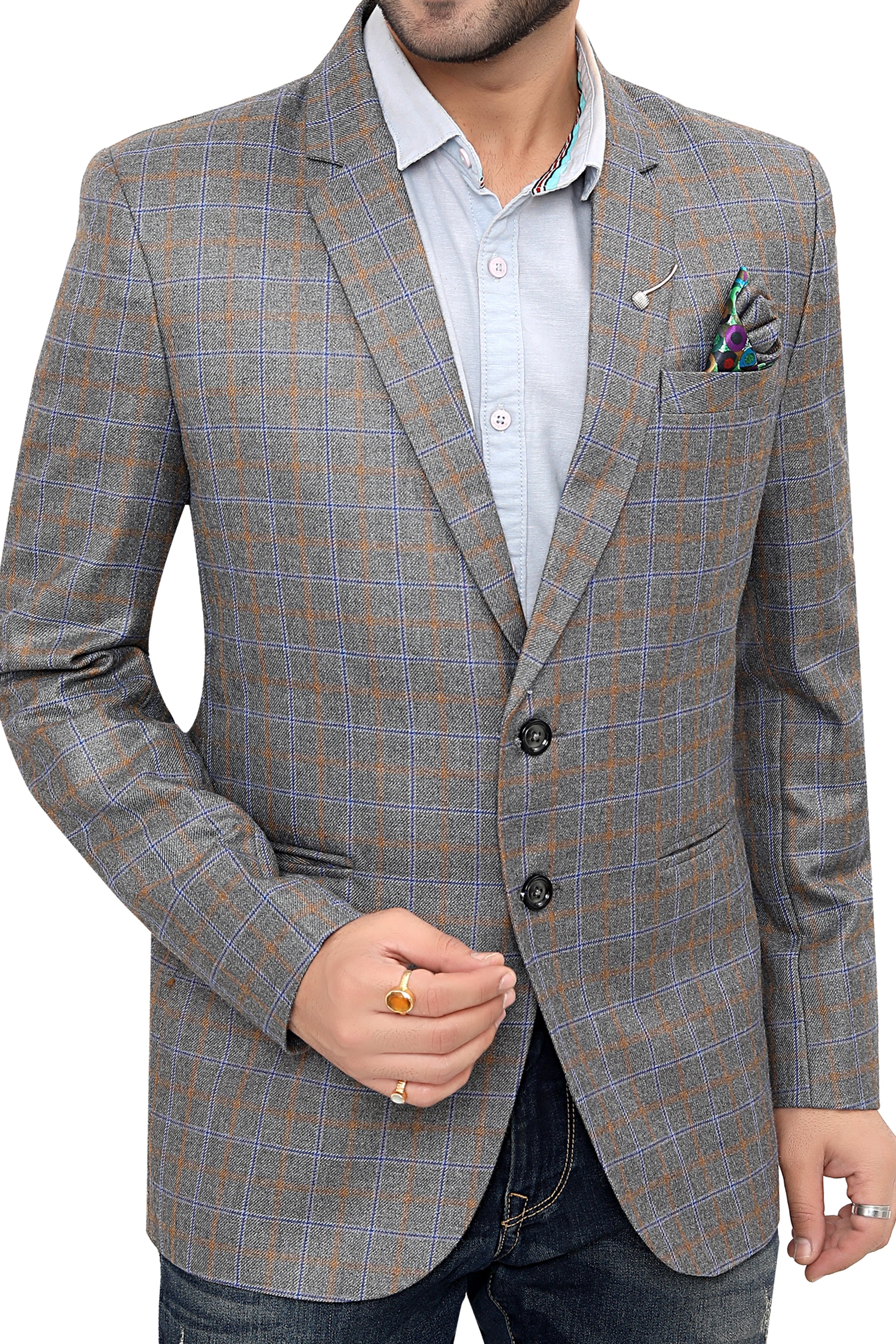 Cotton Blazer for Men - Multicolor | BLDU30010S | DesiQlo
