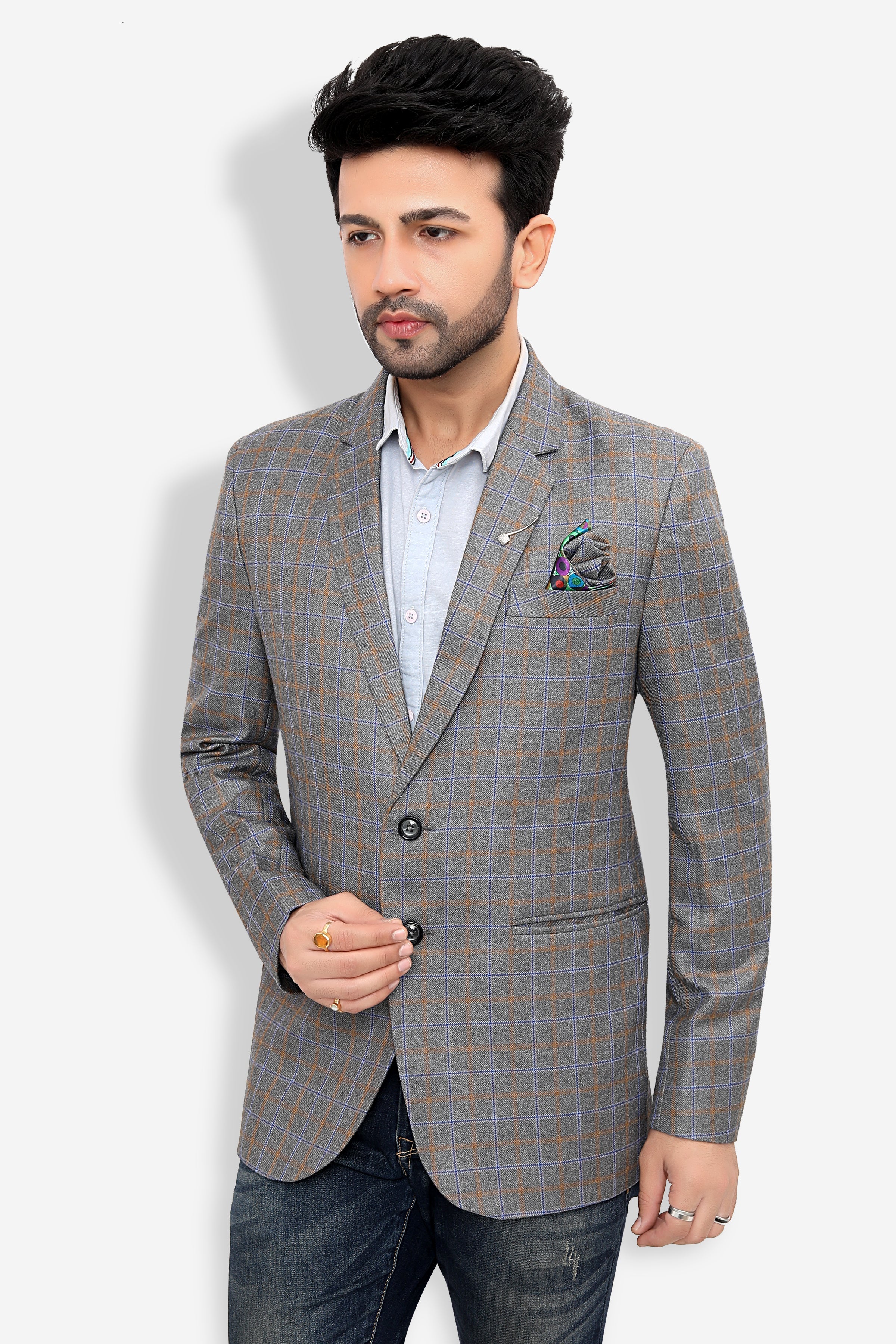 Cotton Blazer for Men - Multicolor | BLDU30010S | DesiQlo