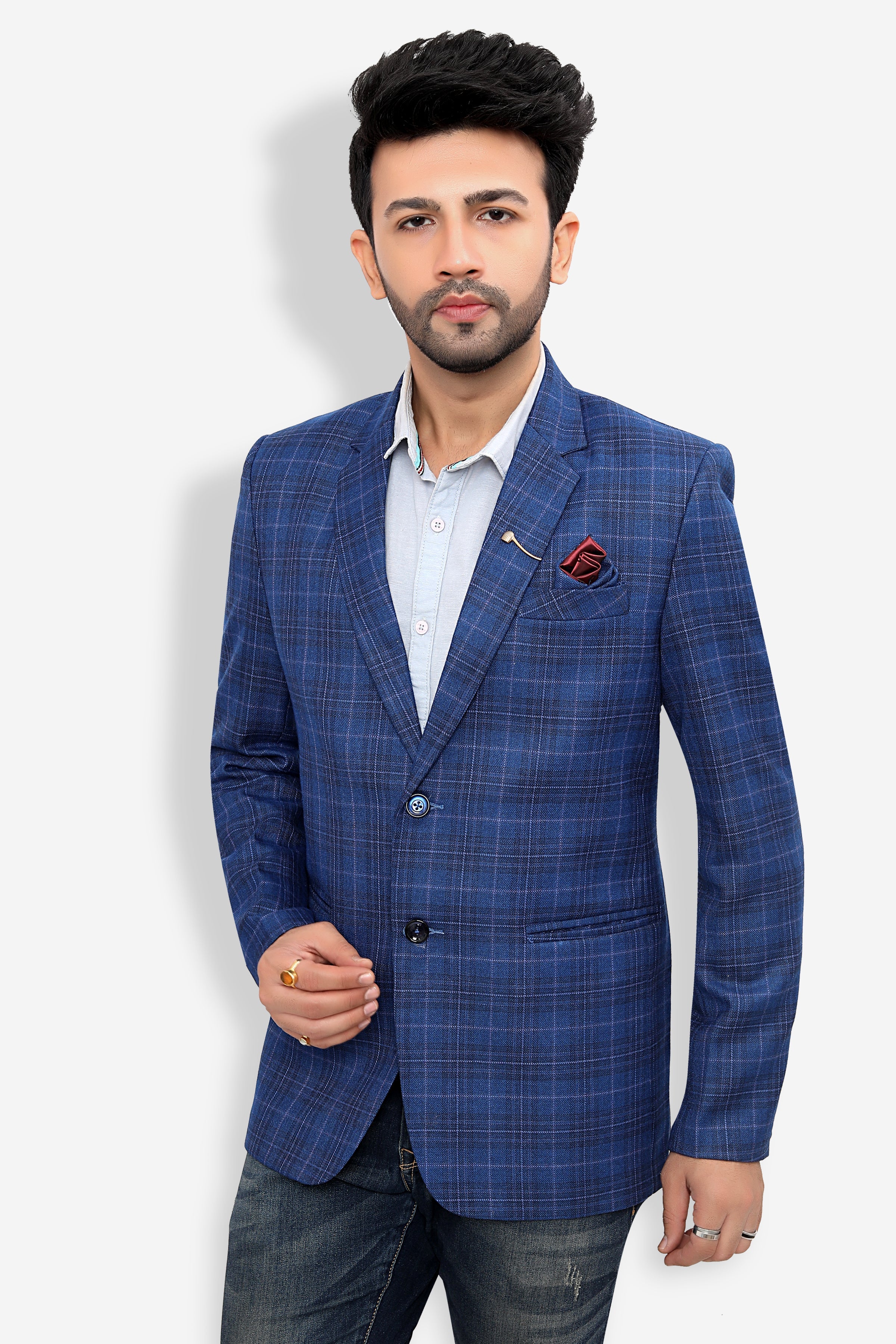 Cotton Blazer for Men - Multicolor | BLDU30009R | DesiQlo
