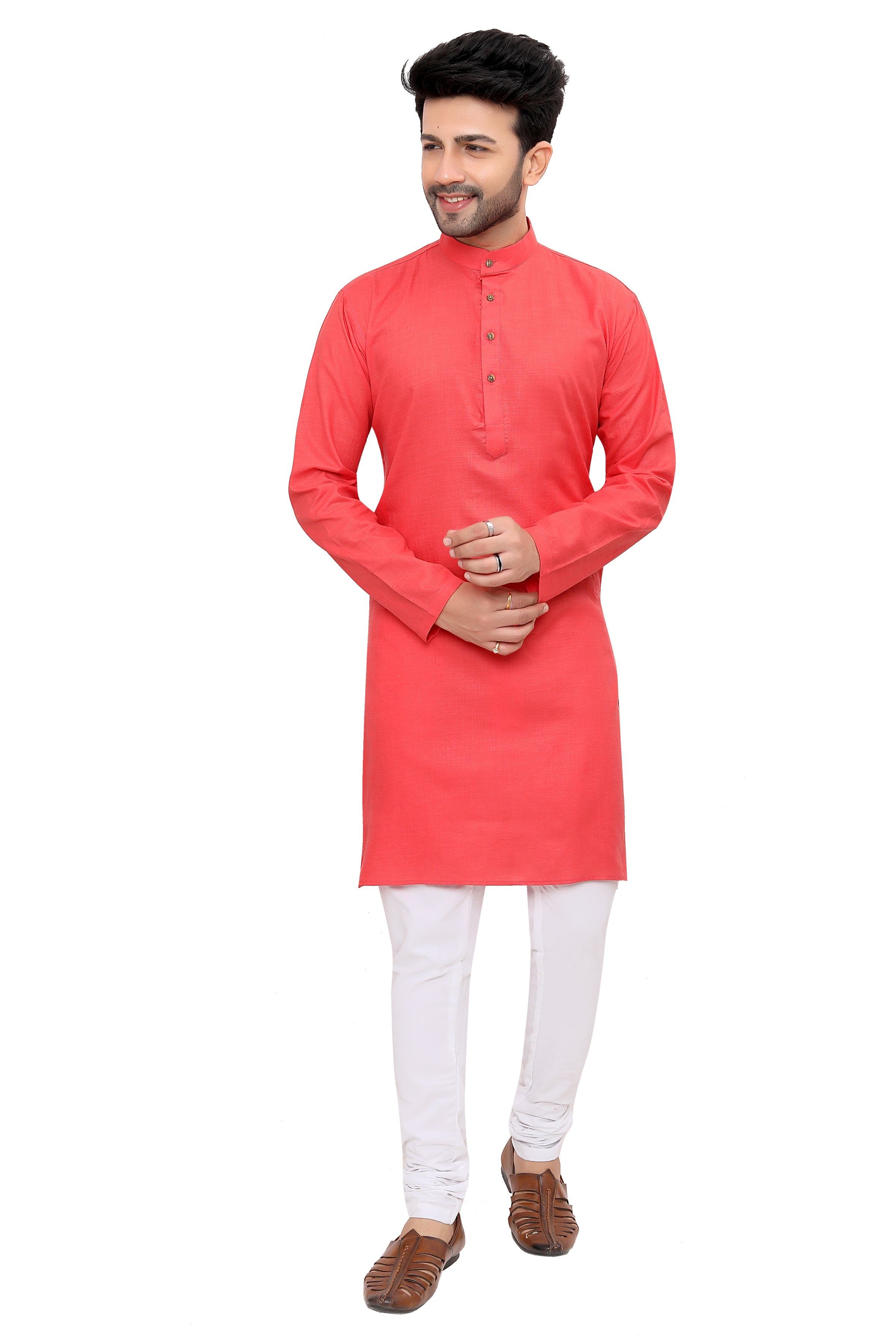 Cotton Kurta Pyjama Set for Men - Pink | KPSGSPIN40 | DesiQlo