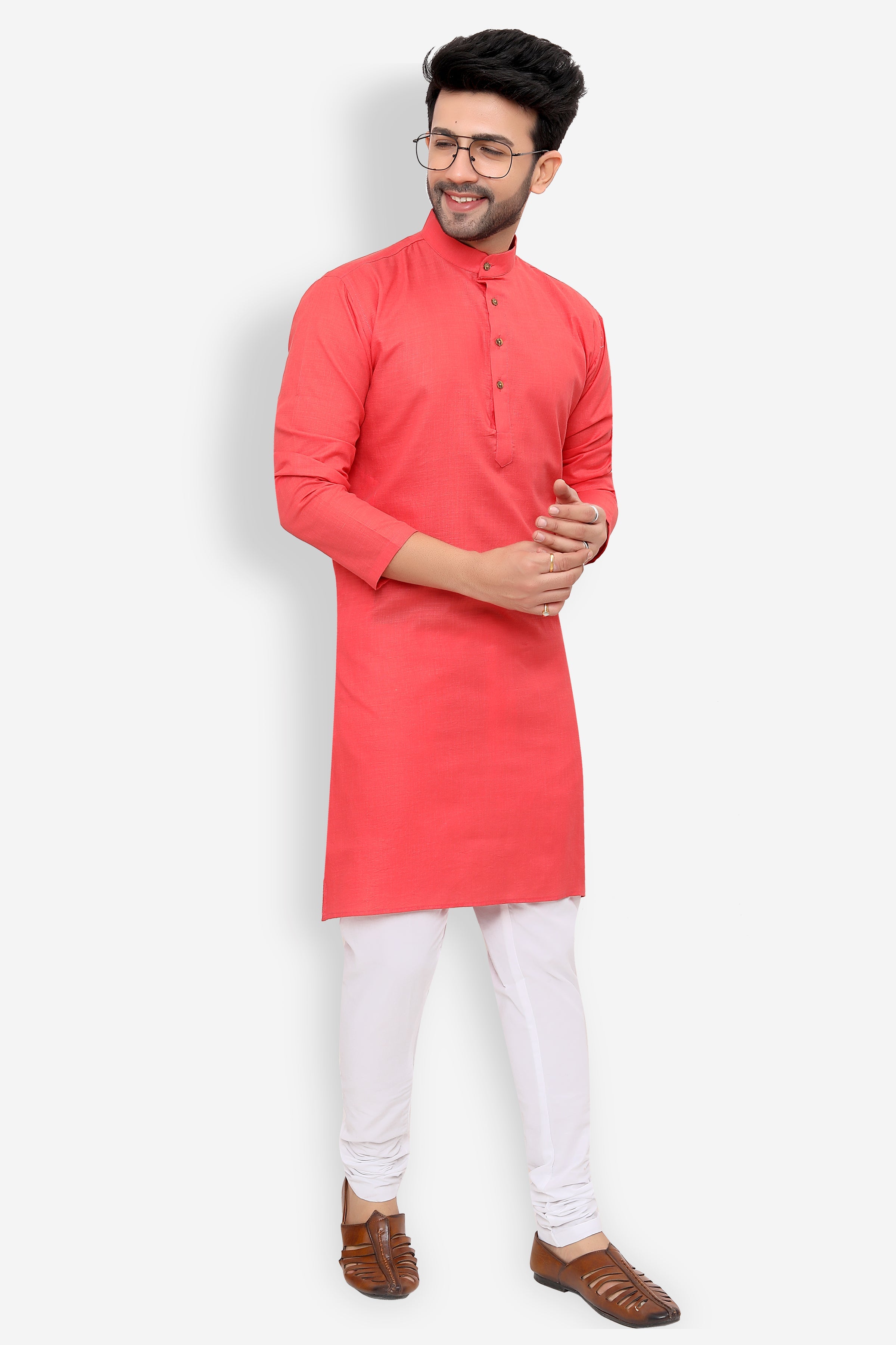 Cotton Kurta Pyjama Set for Men - Pink | KPSGSPIN40 | DesiQlo