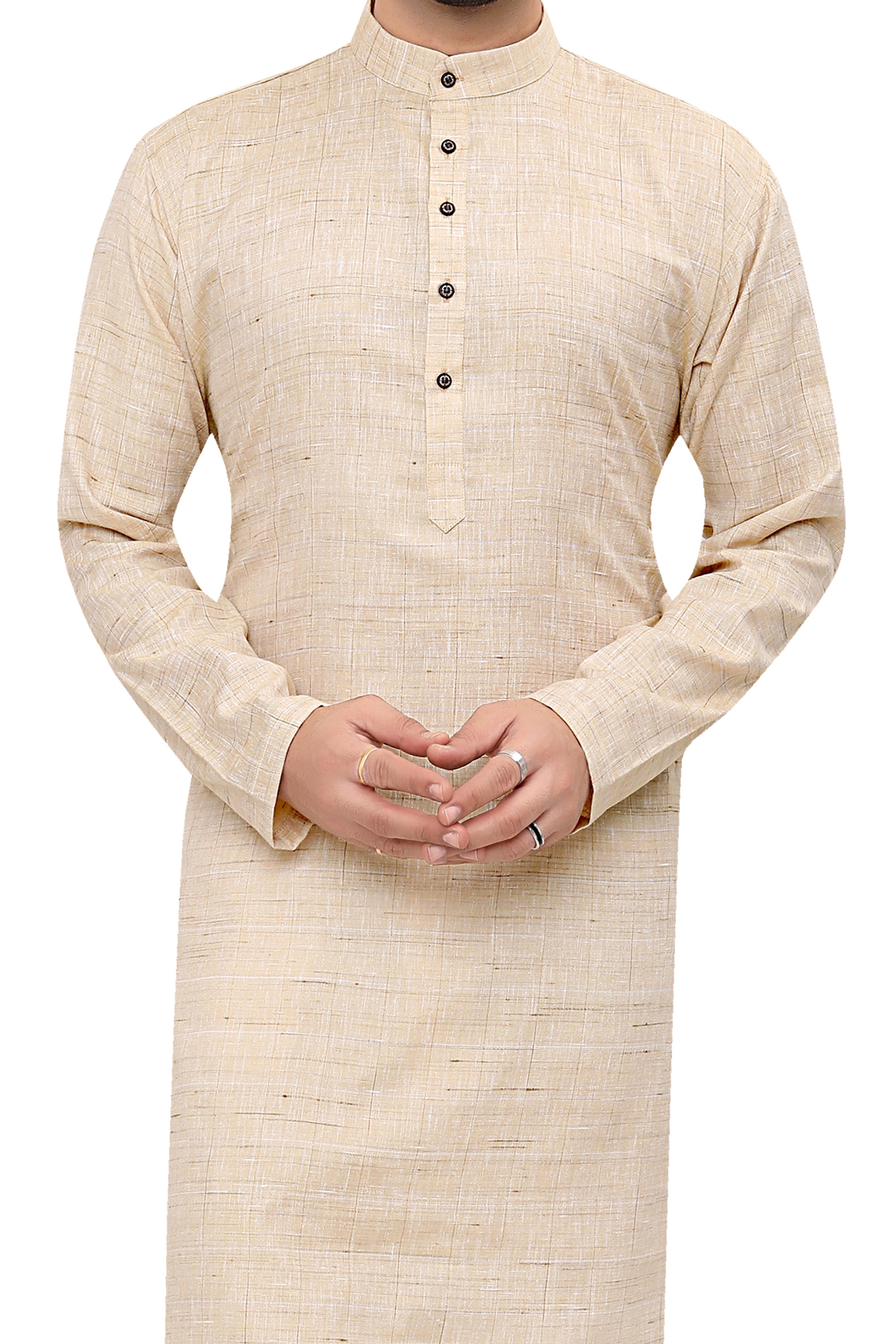 Cotton Kurta Pyjama Set for Men - Beige | KPSGKHBE42 | DesiQlo