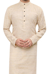 Cotton Kurta Pyjama Set for Men - Beige | KPSGKHBE42