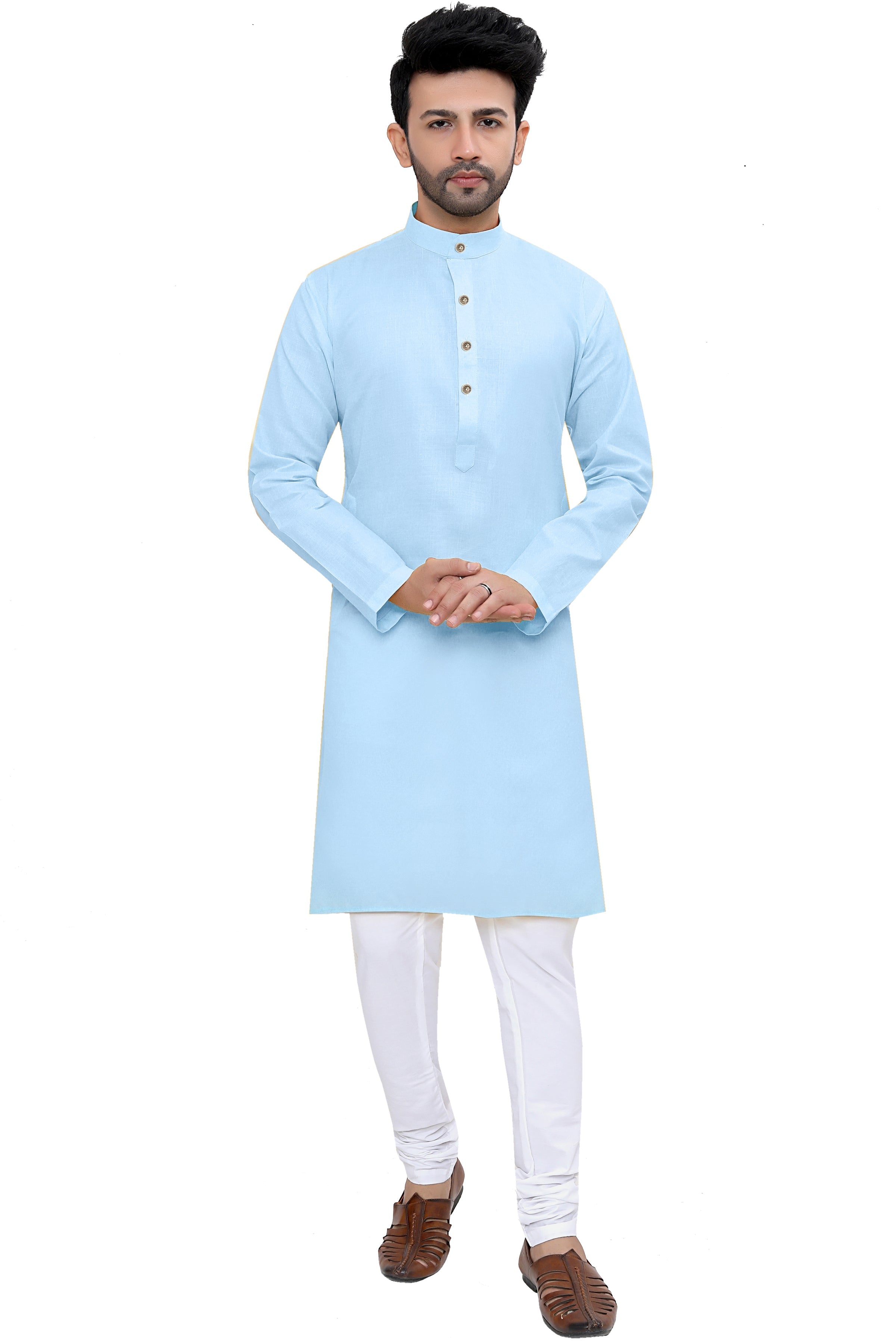 Cotton Kurta Pyjama Set for Men - Blue | KPSGSBLU36 | DesiQlo