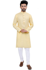 Cotton Kurta Pyjama Set for Men - Yellow | KPSGSYEL36