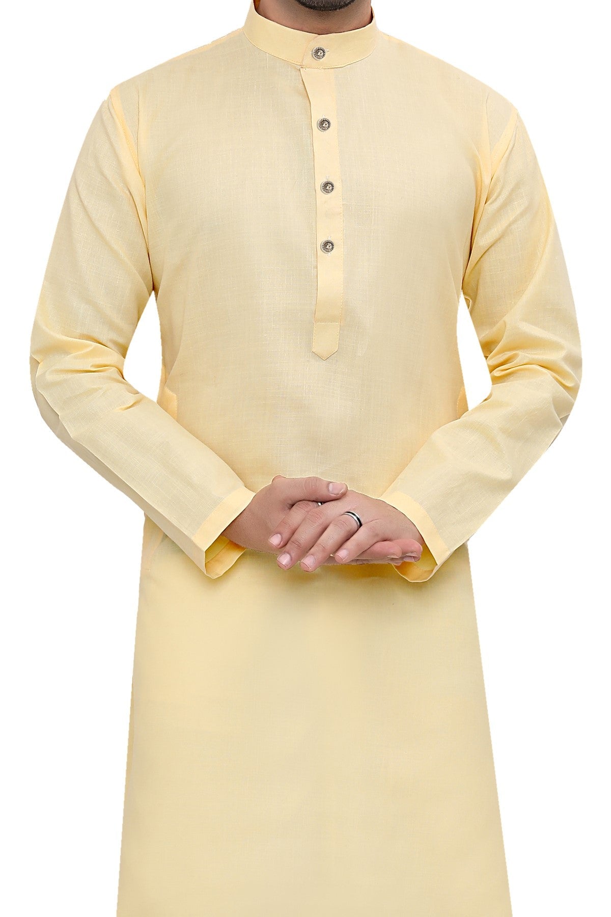 Cotton Kurta Pyjama Set for Men - Yellow | KPSGSYEL36 | DesiQlo