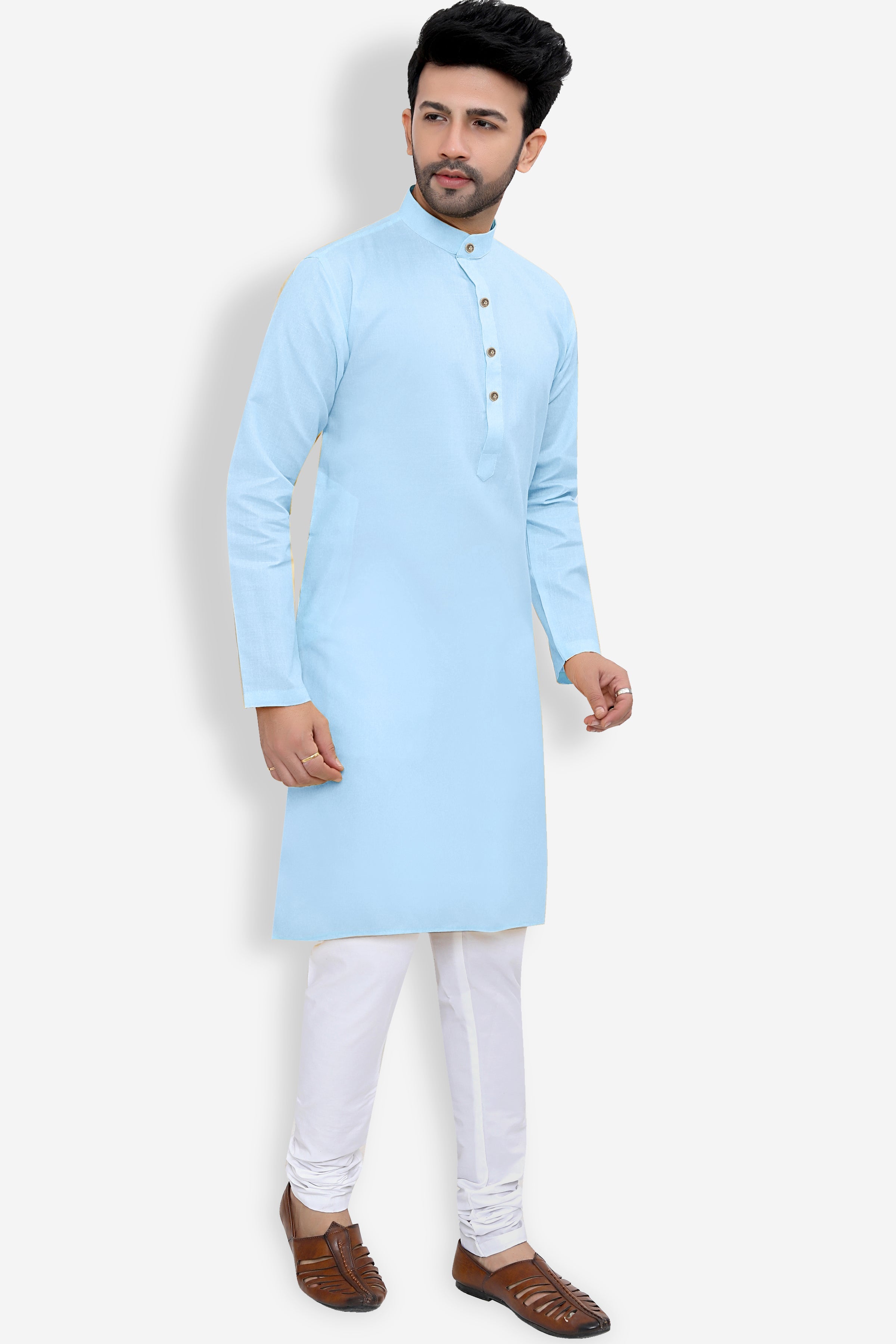 Cotton Kurta Pyjama Set for Men - Blue | KPSGSBLU36 | DesiQlo
