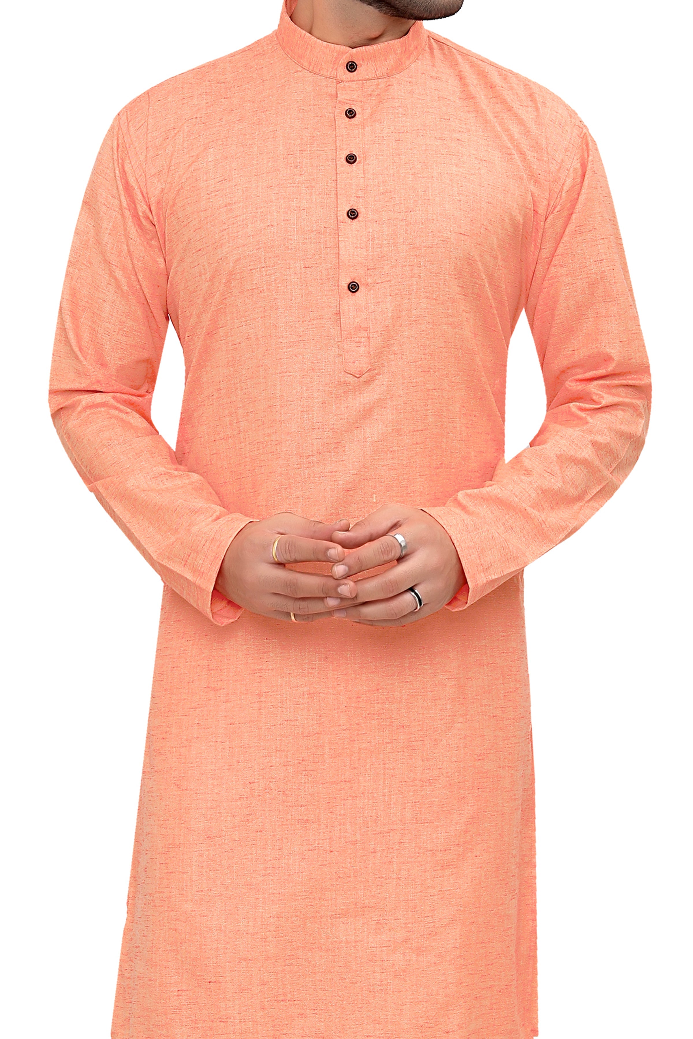 Cotton Kurta Pyjama Set for Men - Orange | KPSGKHOR38 | DesiQlo