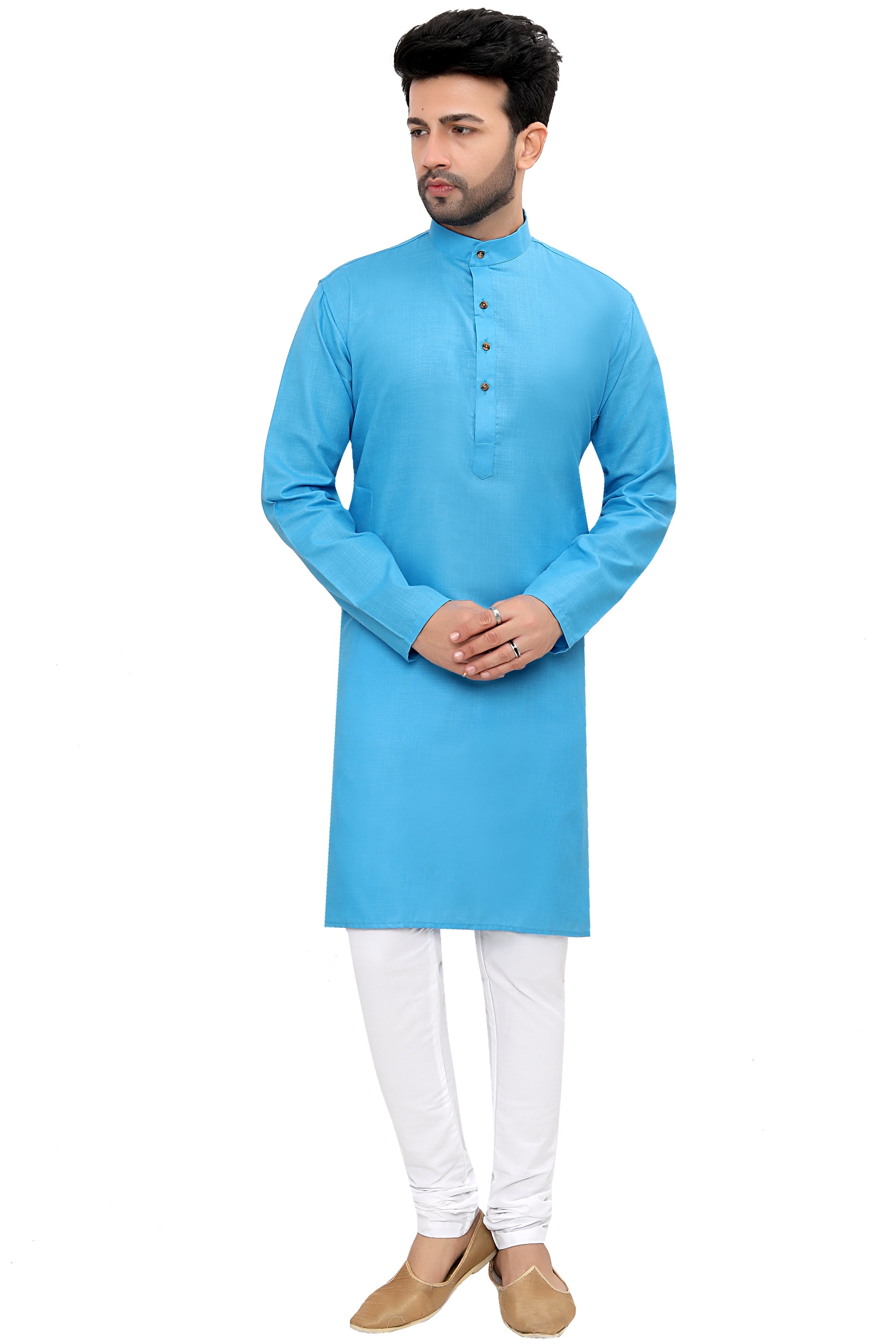 Cotton Kurta Pyjama Set for Men - White | KPSGSFIR38 | DesiQlo