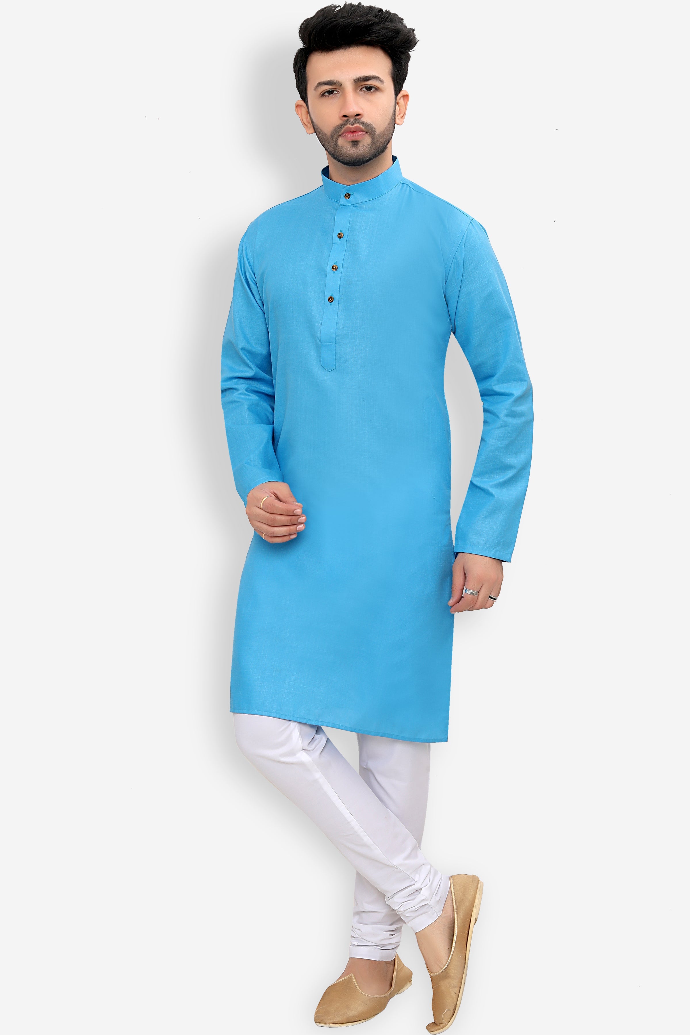 Cotton Kurta Pyjama Set for Men - White | KPSGSFIR38 | DesiQlo