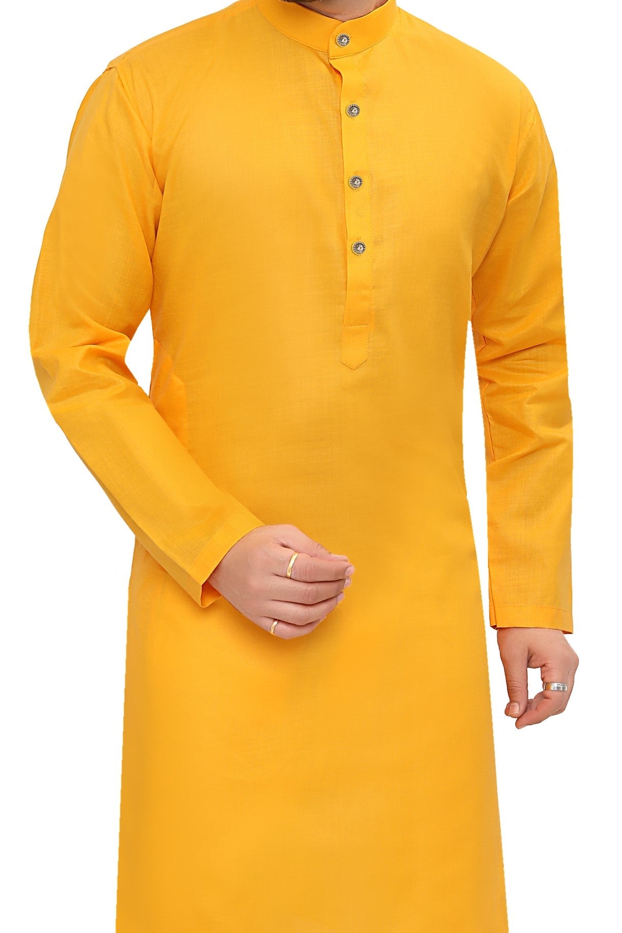 Cotton Kurta Pyjama Set for Men - Yellow | KPSGSMAN36 | DesiQlo
