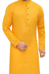 Cotton Kurta Pyjama Set for Men - Yellow | KPSGSMAN36