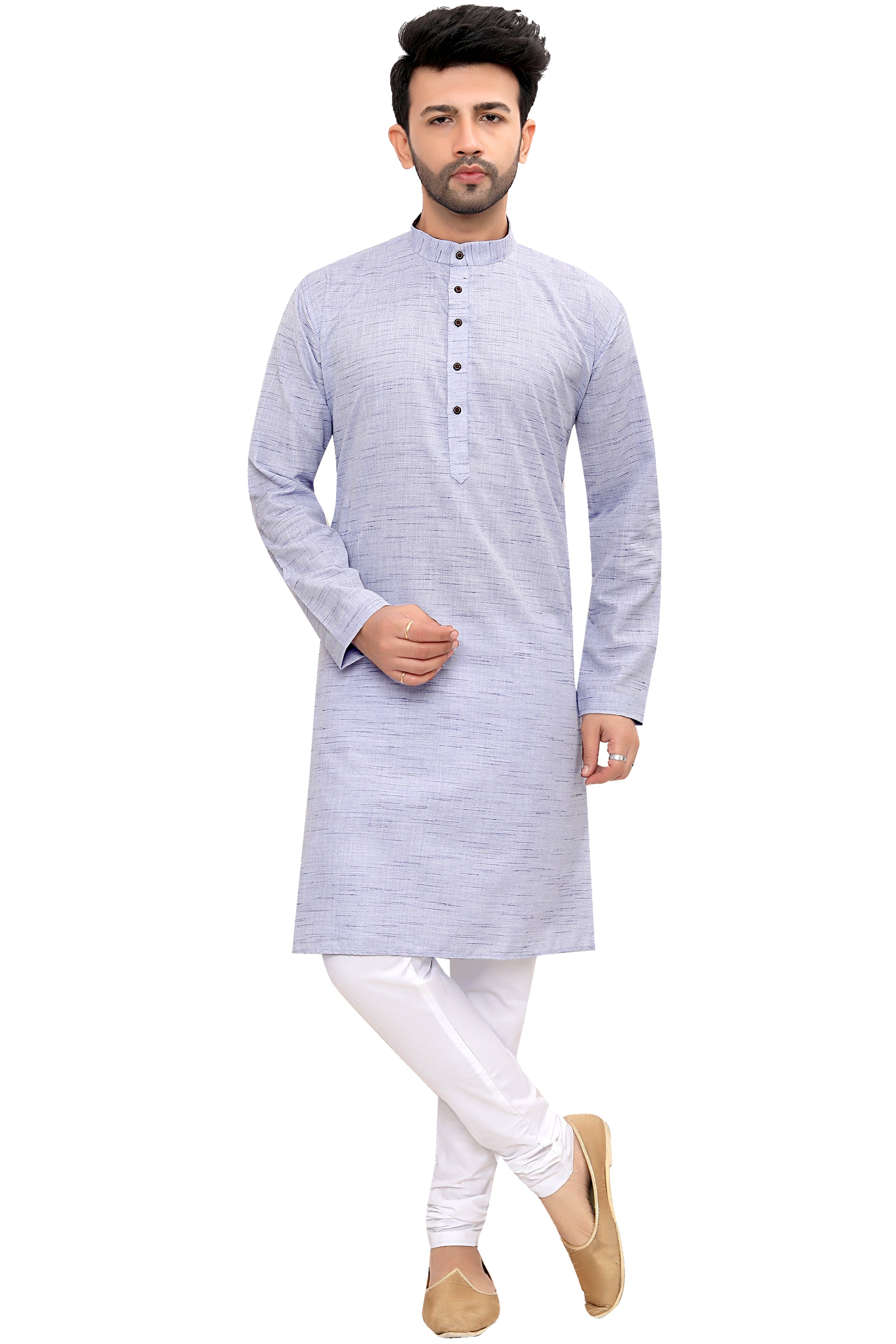 Cotton Kurta Pyjama Set for Men - Blue | KPSGKHGR42 | DesiQlo