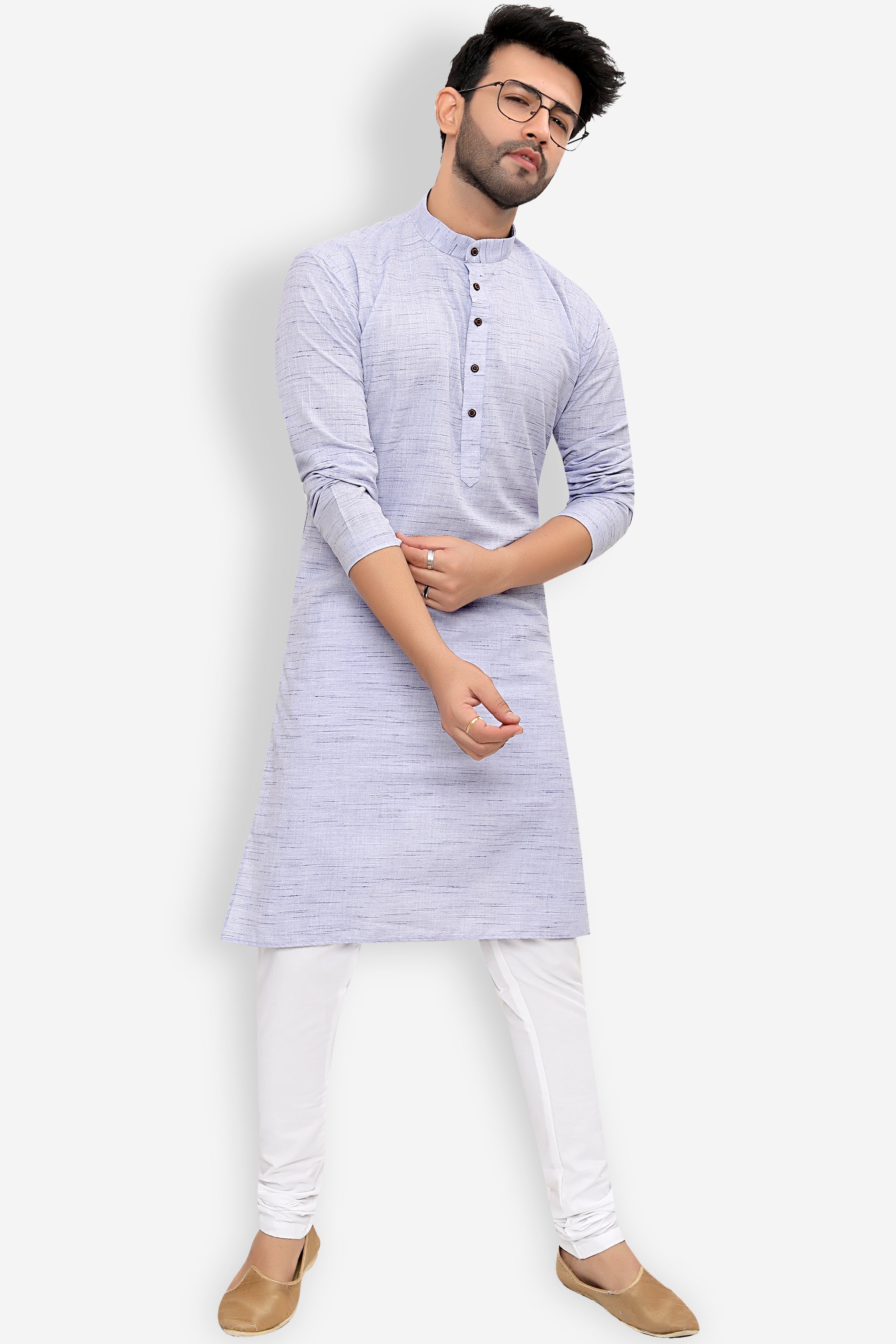 Cotton Kurta Pyjama Set for Men - Blue | KPSGKHGR42 | DesiQlo