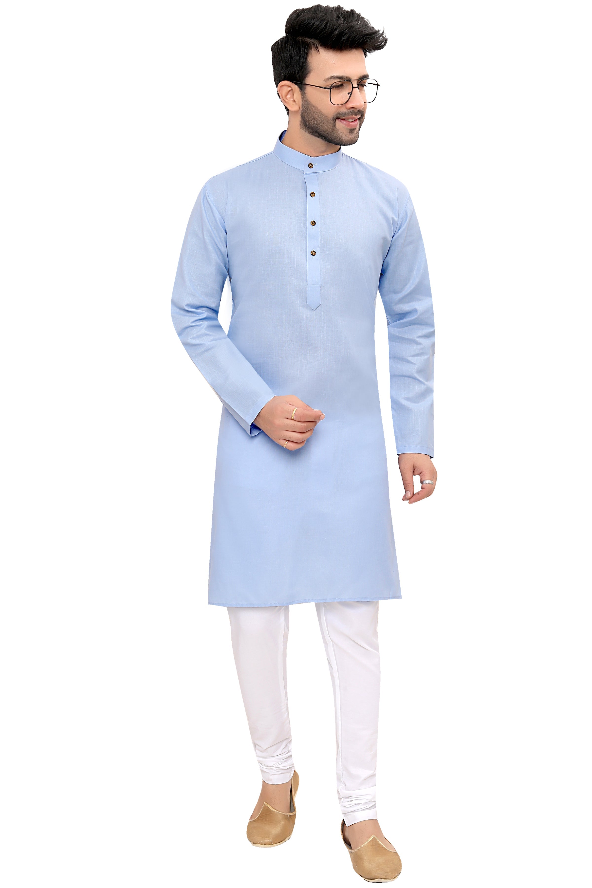 Cotton Kurta for Men - Sky Blue | KPSGSBLD36 | DesiQlo