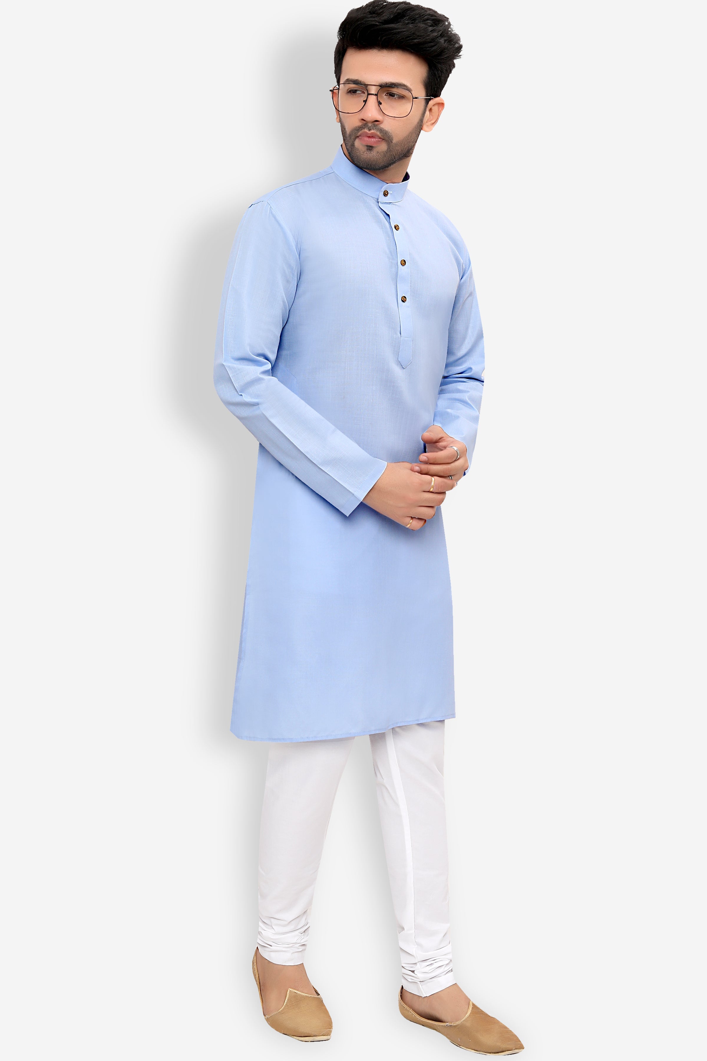 Cotton Kurta for Men - Sky Blue | KPSGSBLD36 | DesiQlo