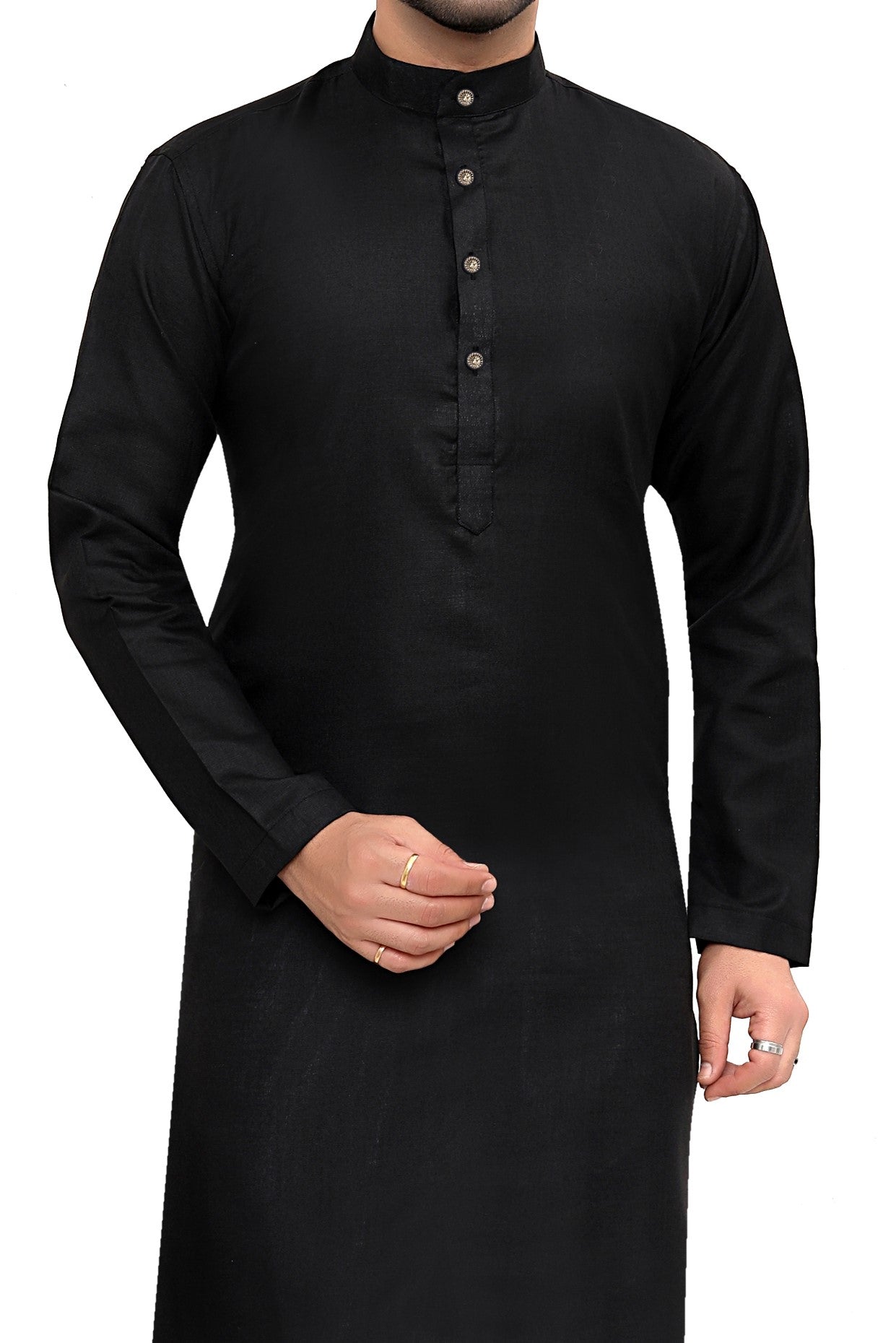 Cotton Kurta Pyjama Set for Men - Black | KPSGSBLK36 | DesiQlo