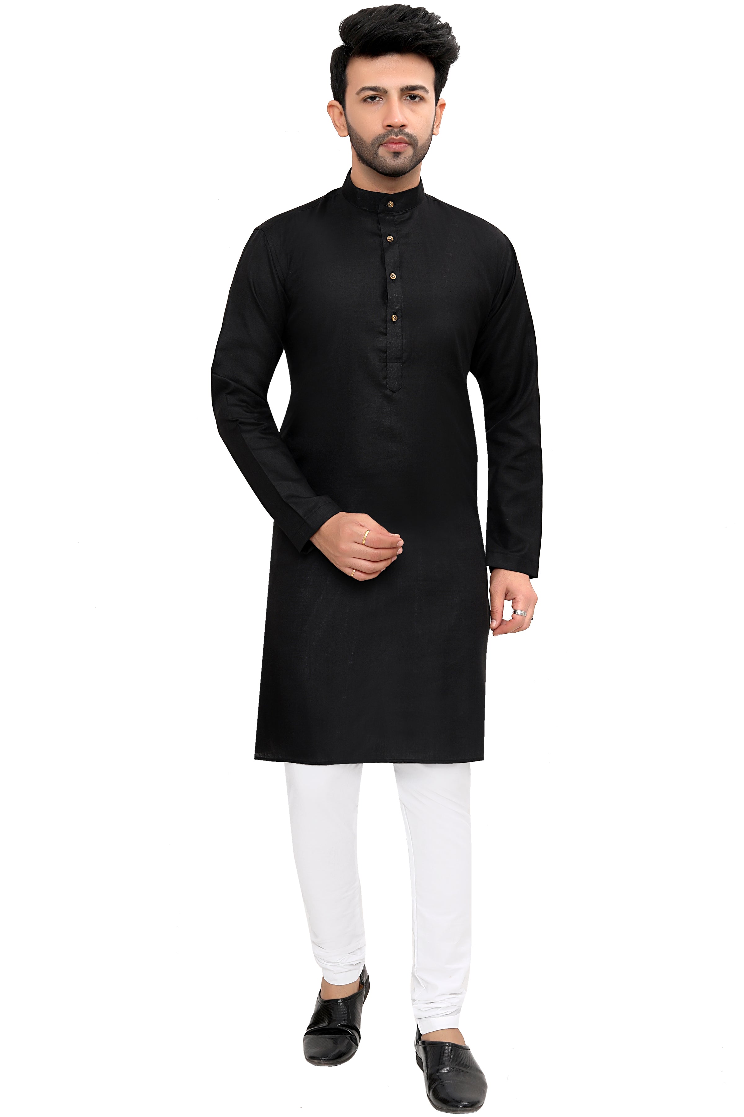 Cotton Kurta Pyjama Set for Men - Black | KPSGSBLK36 | DesiQlo