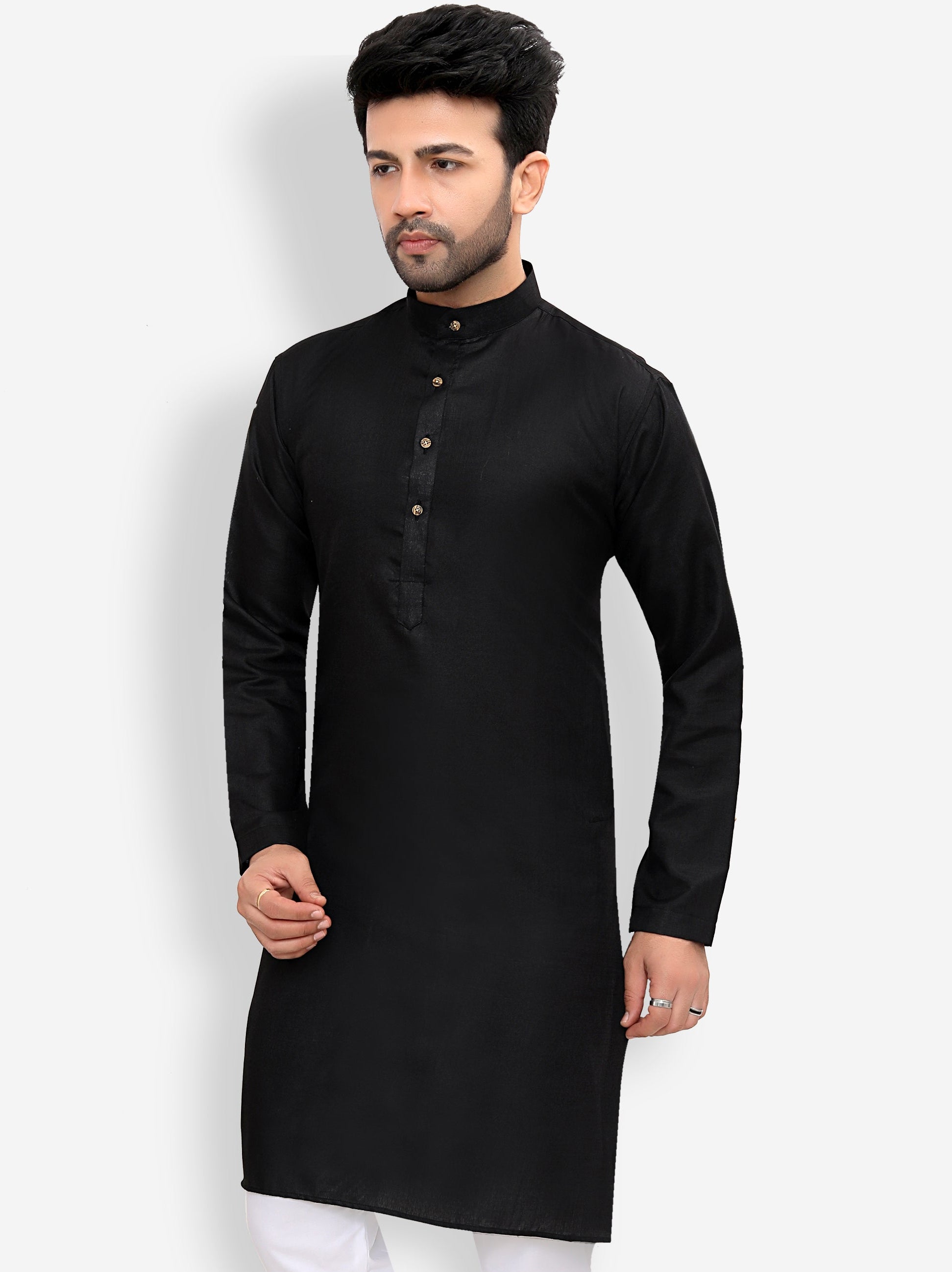 Cotton Kurta Pyjama Set for Men - Black | KPSGSBLK36 | DesiQlo