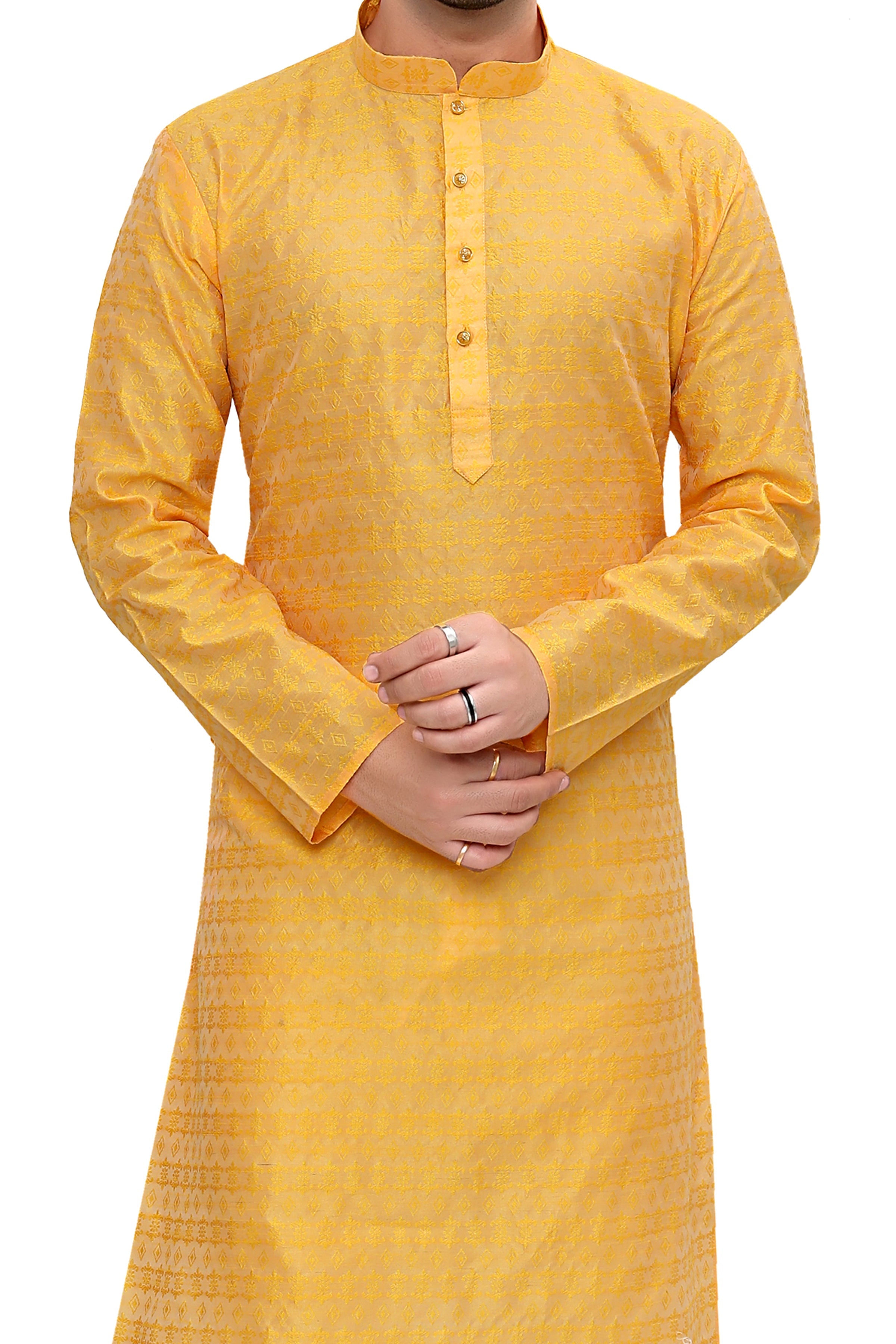 Cotton Kurta for Men - Yellow | KPPDJQM38 | DesiQlo