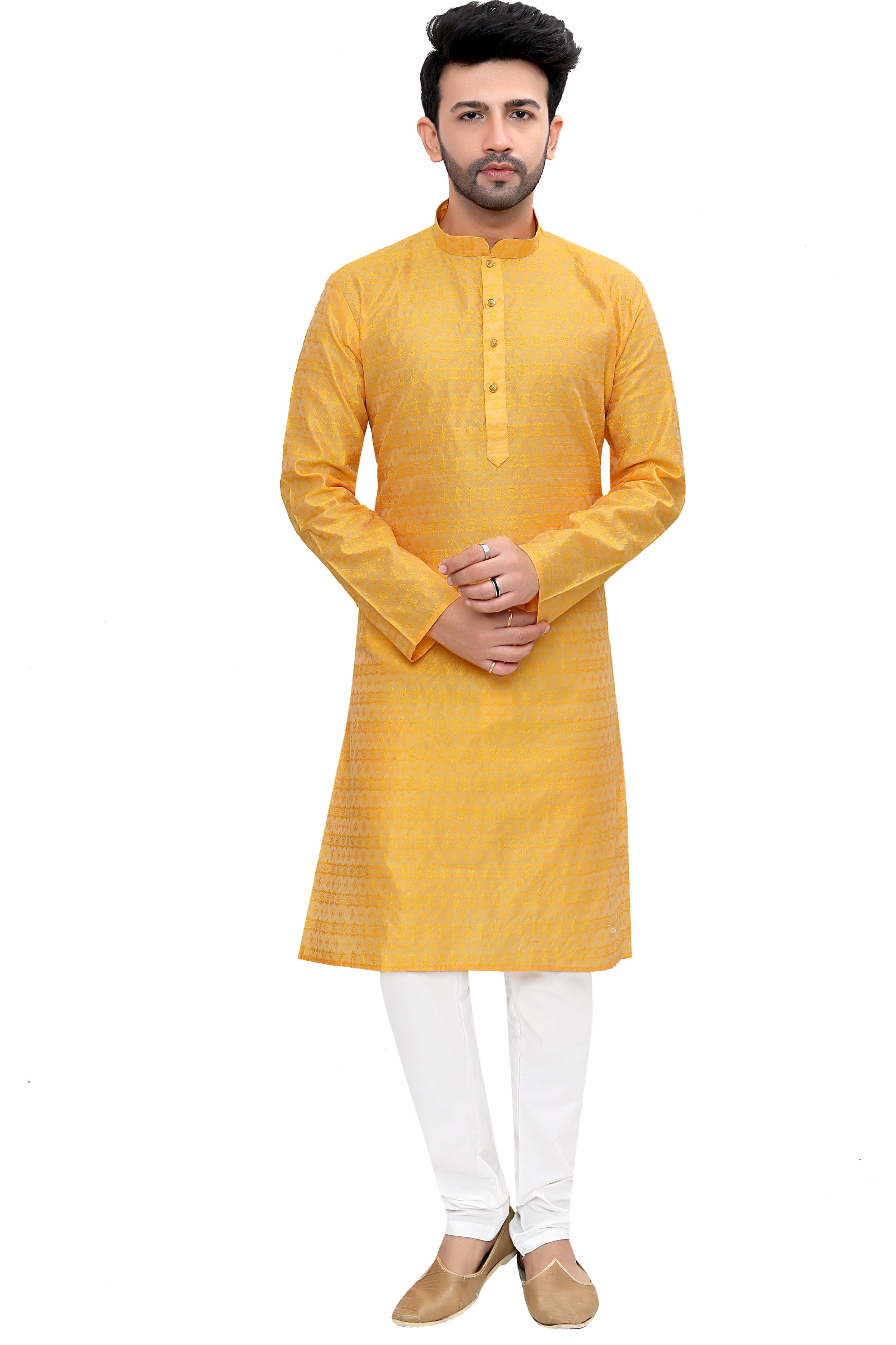 Cotton Kurta for Men - Yellow | KPPDJQM38 | DesiQlo