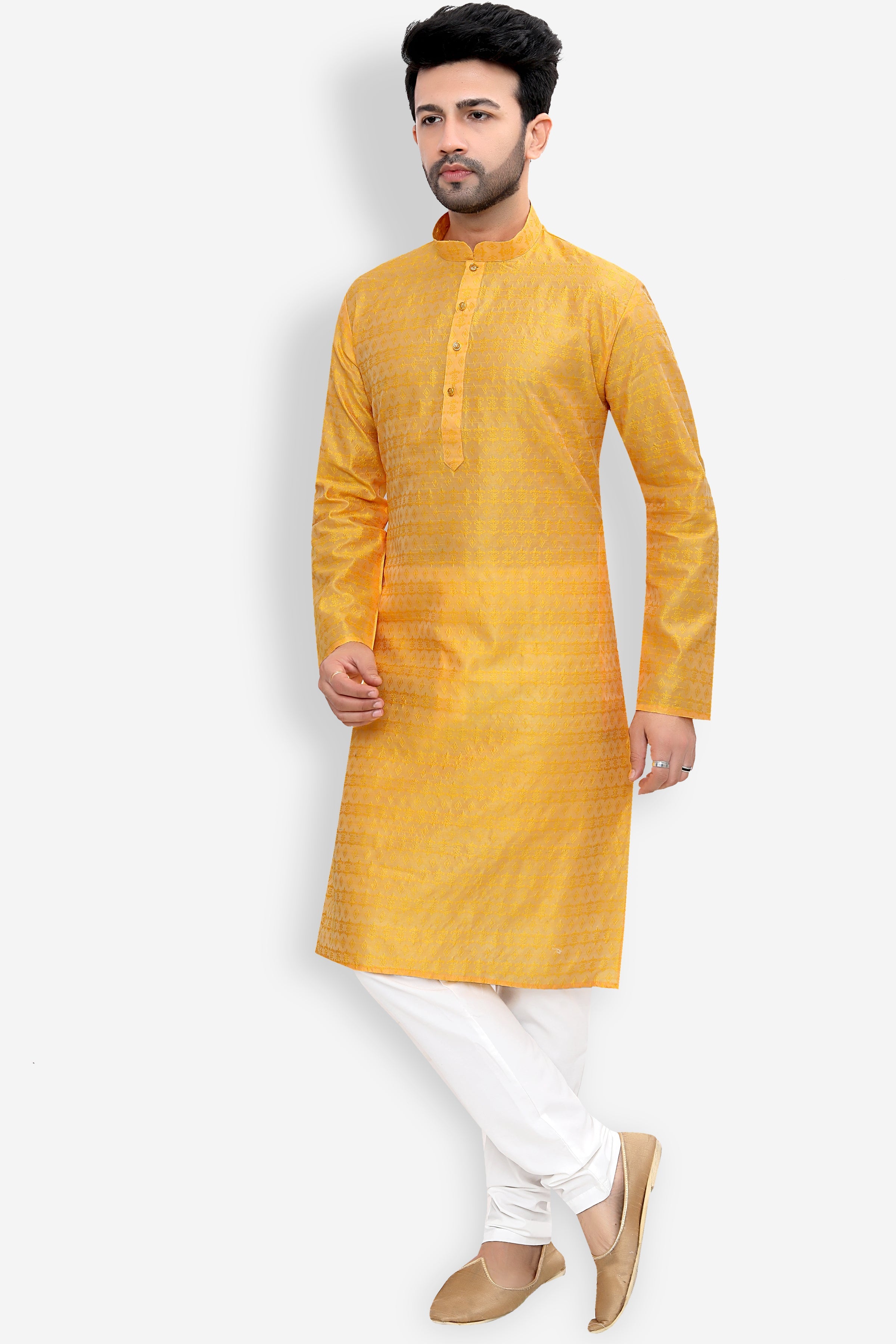 Cotton Kurta for Men - Yellow | KPPDJQM38 | DesiQlo