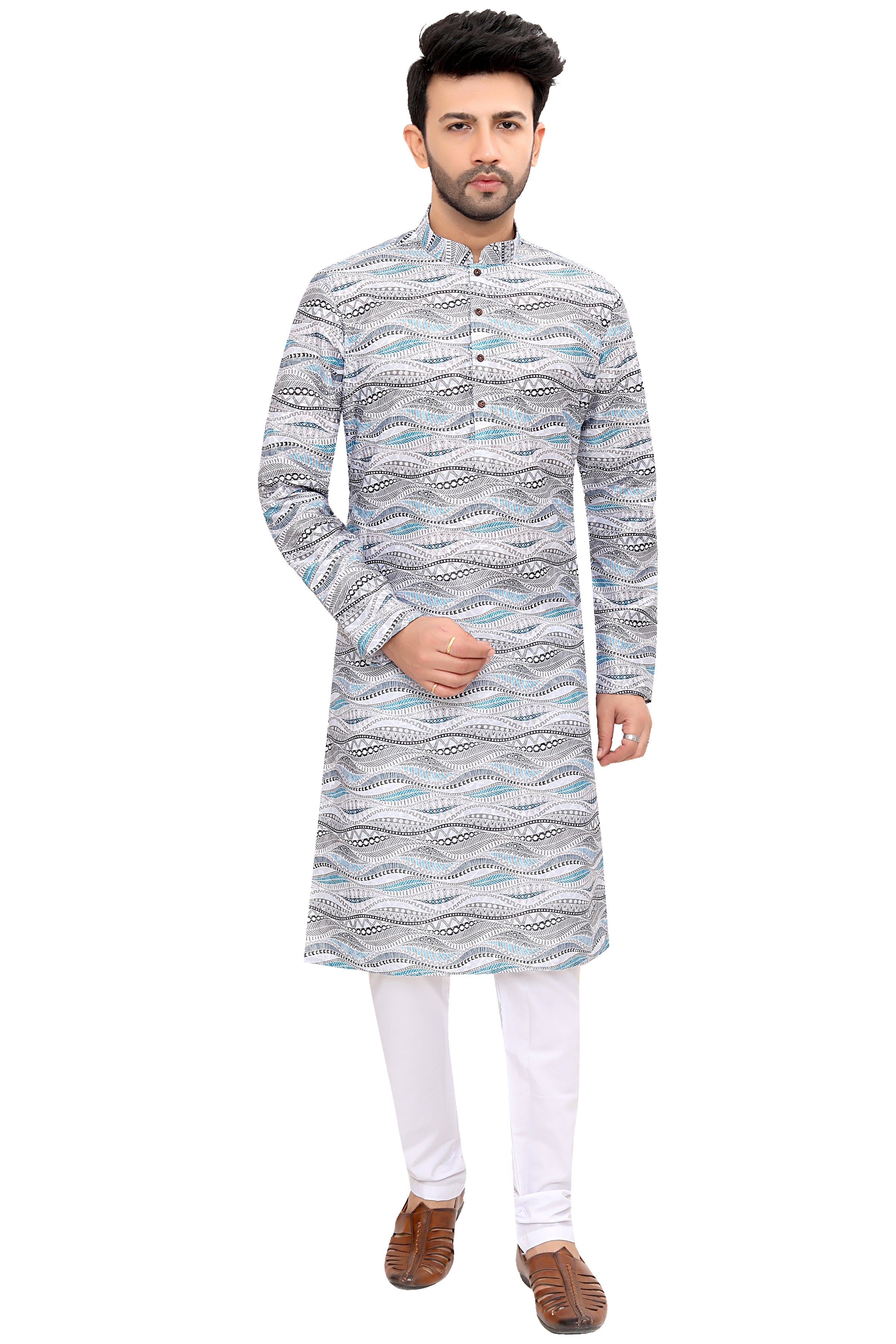 Cotton Kurta for Men - White | KUPR12487W | DesiQlo