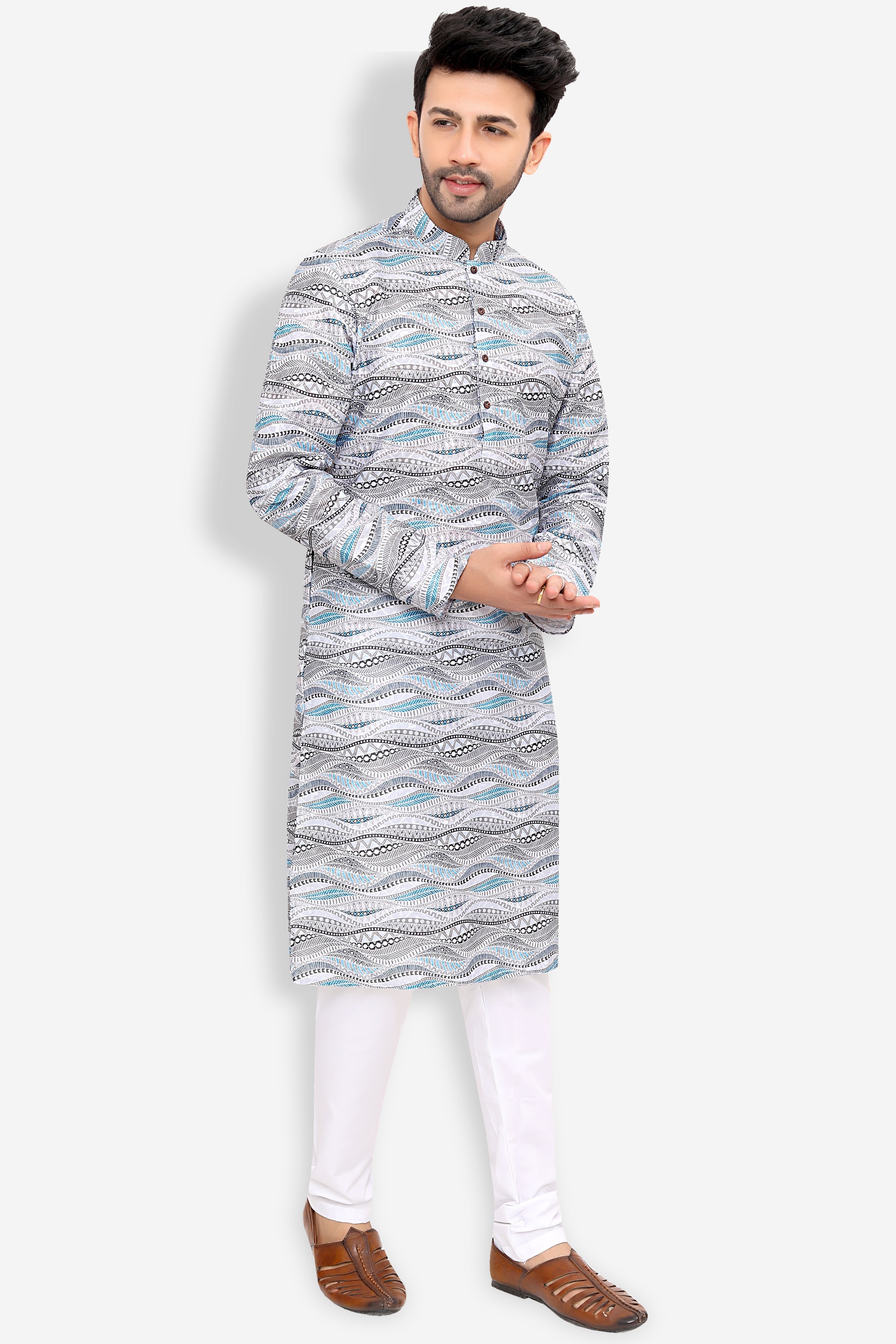 Cotton Kurta for Men - White | KUPR12487W | DesiQlo