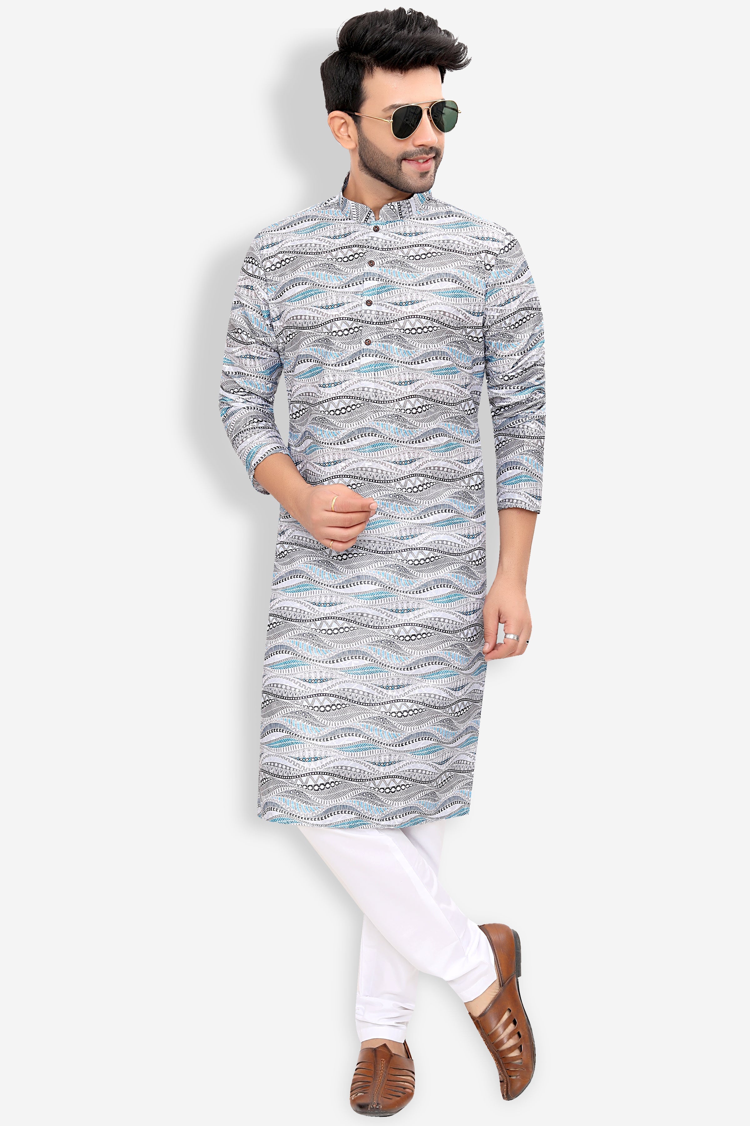 Cotton Kurta for Men - White | KUPR12487W | DesiQlo