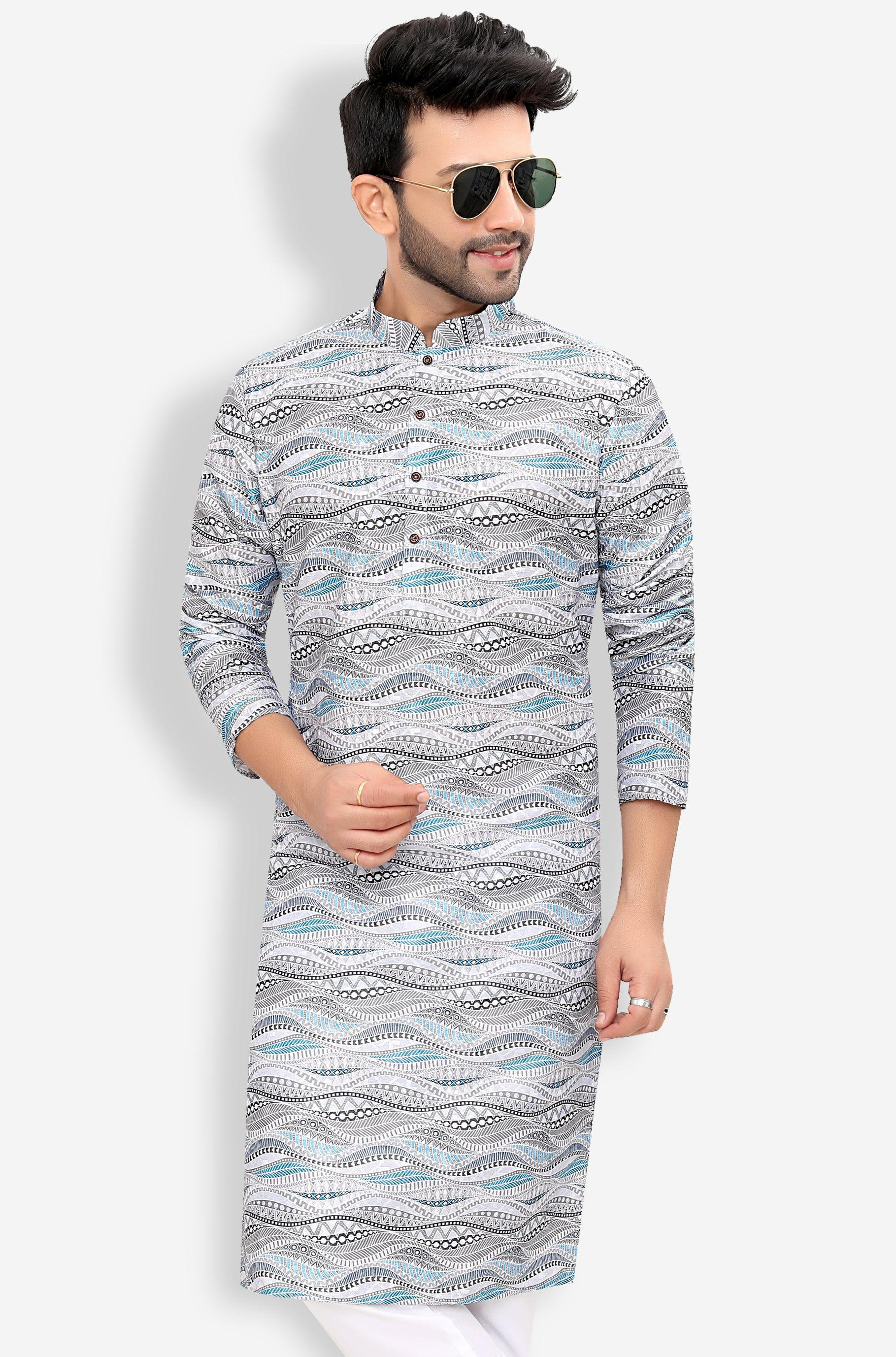 Cotton Kurta for Men - White | KUPR12487W | DesiQlo