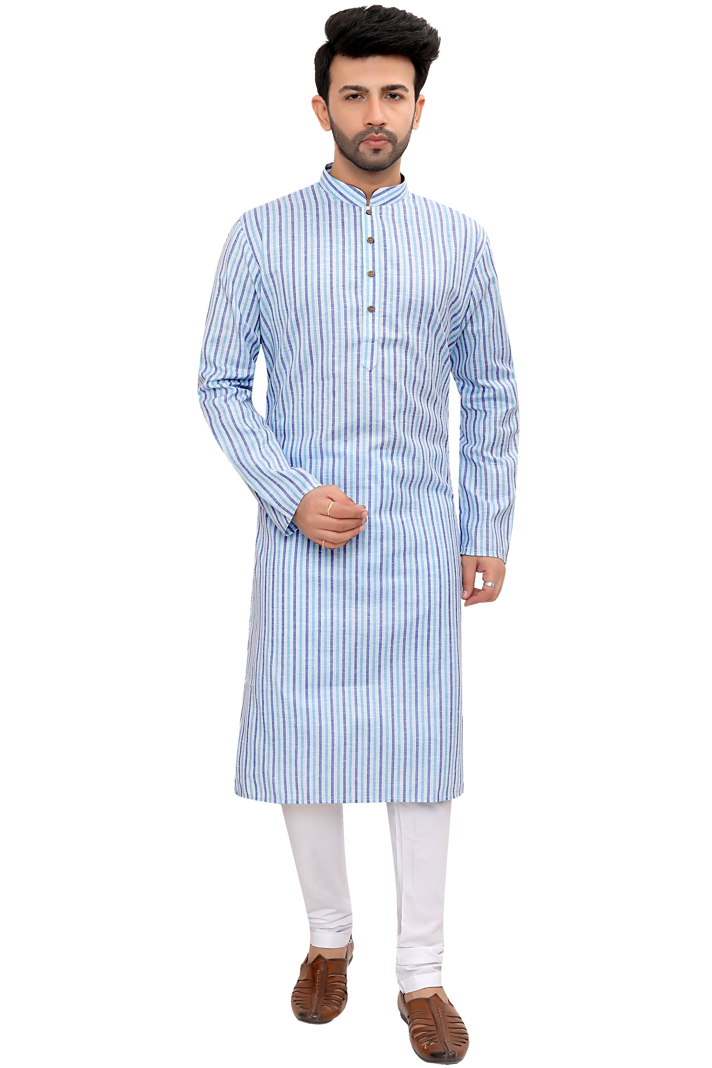 Linen Kurta for Men - Multicolor | KPKMTSBL42 | DesiQlo
