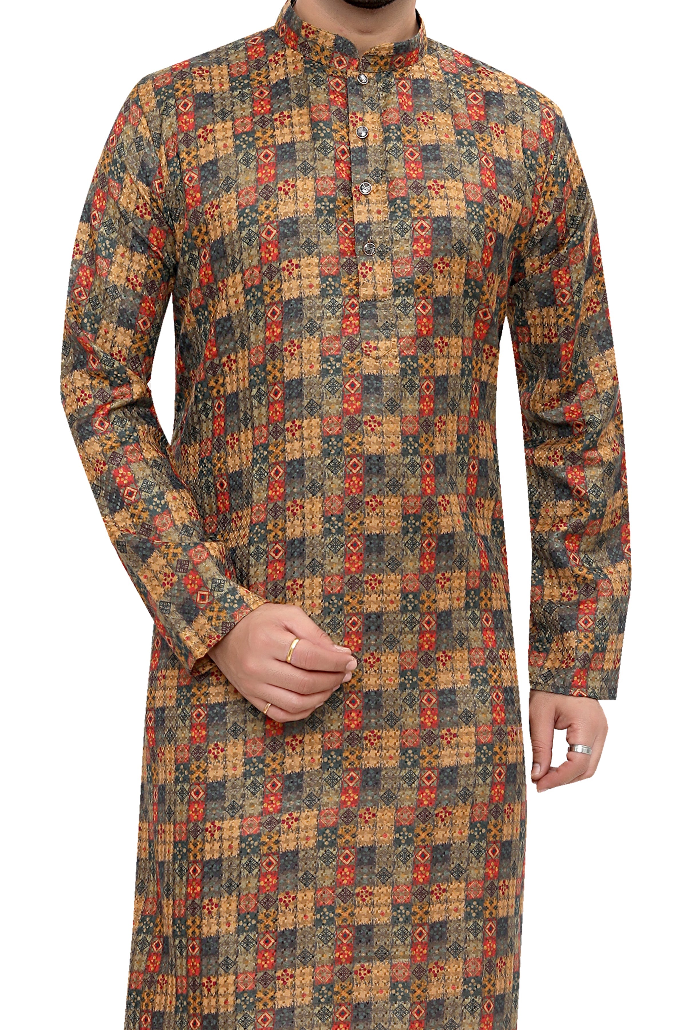 Cotton Kurta for Men - Brown | KPPDCHDG38 | DesiQlo