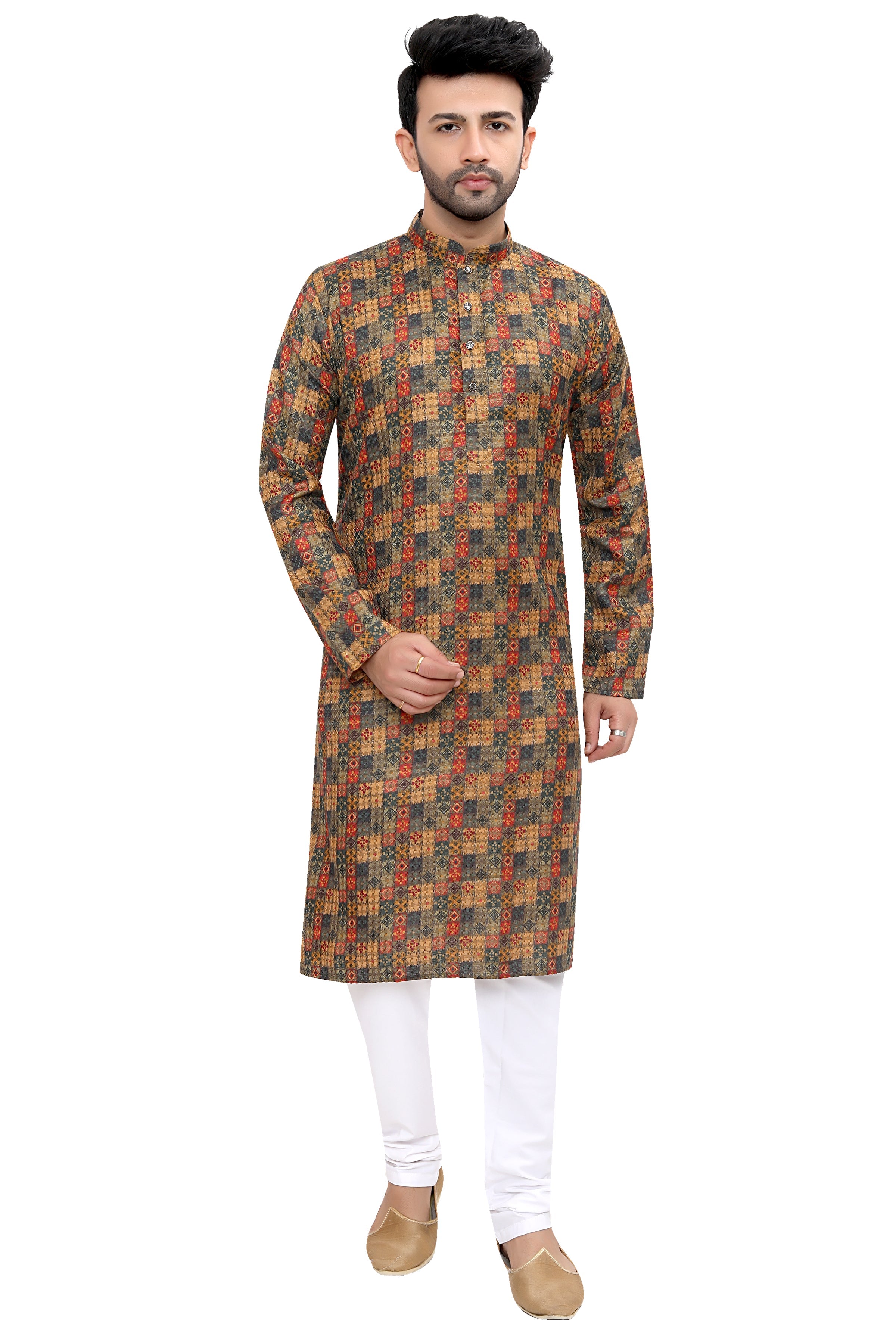 Cotton Kurta for Men - Brown | KPPDCHDG38 | DesiQlo